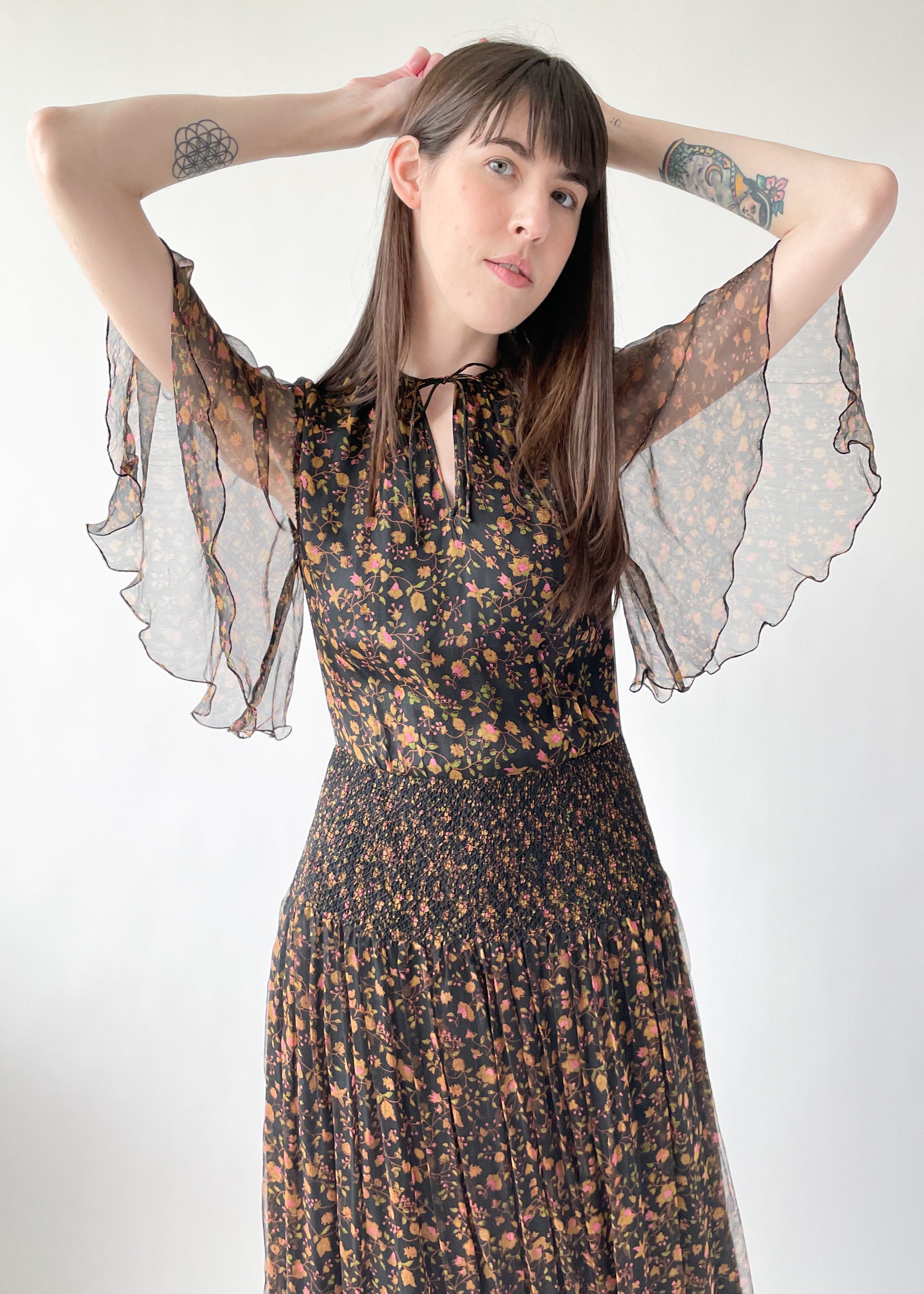 Vintage 1970s Treacy Lowe Indian Silk Dress