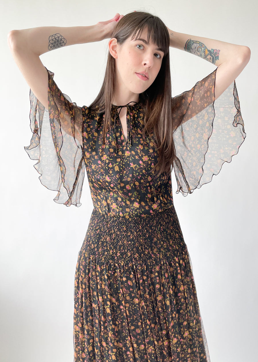 Vintage 1970s Treacy Lowe Indian Silk Dress