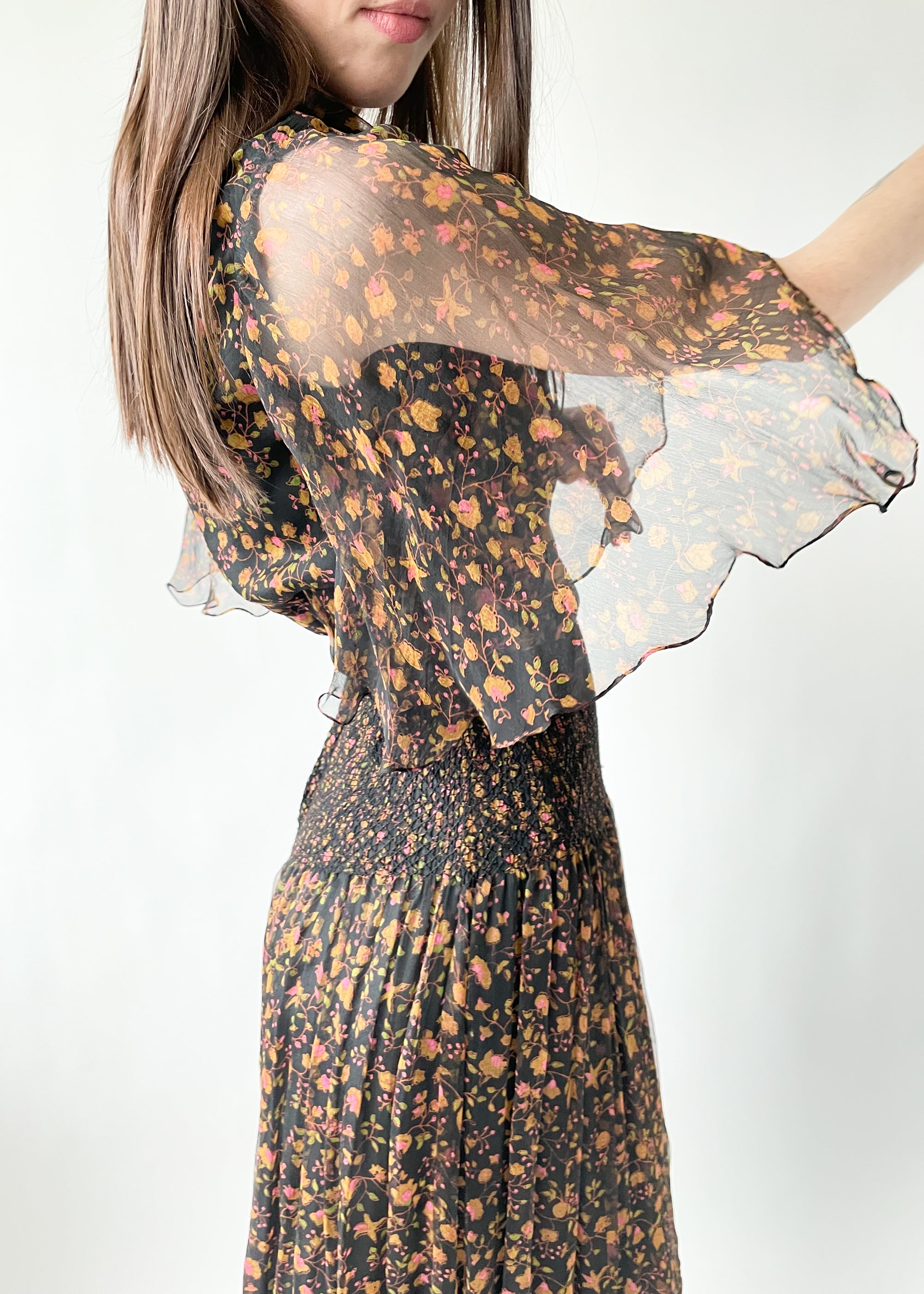 Vintage 1970s Treacy Lowe Indian Silk Dress