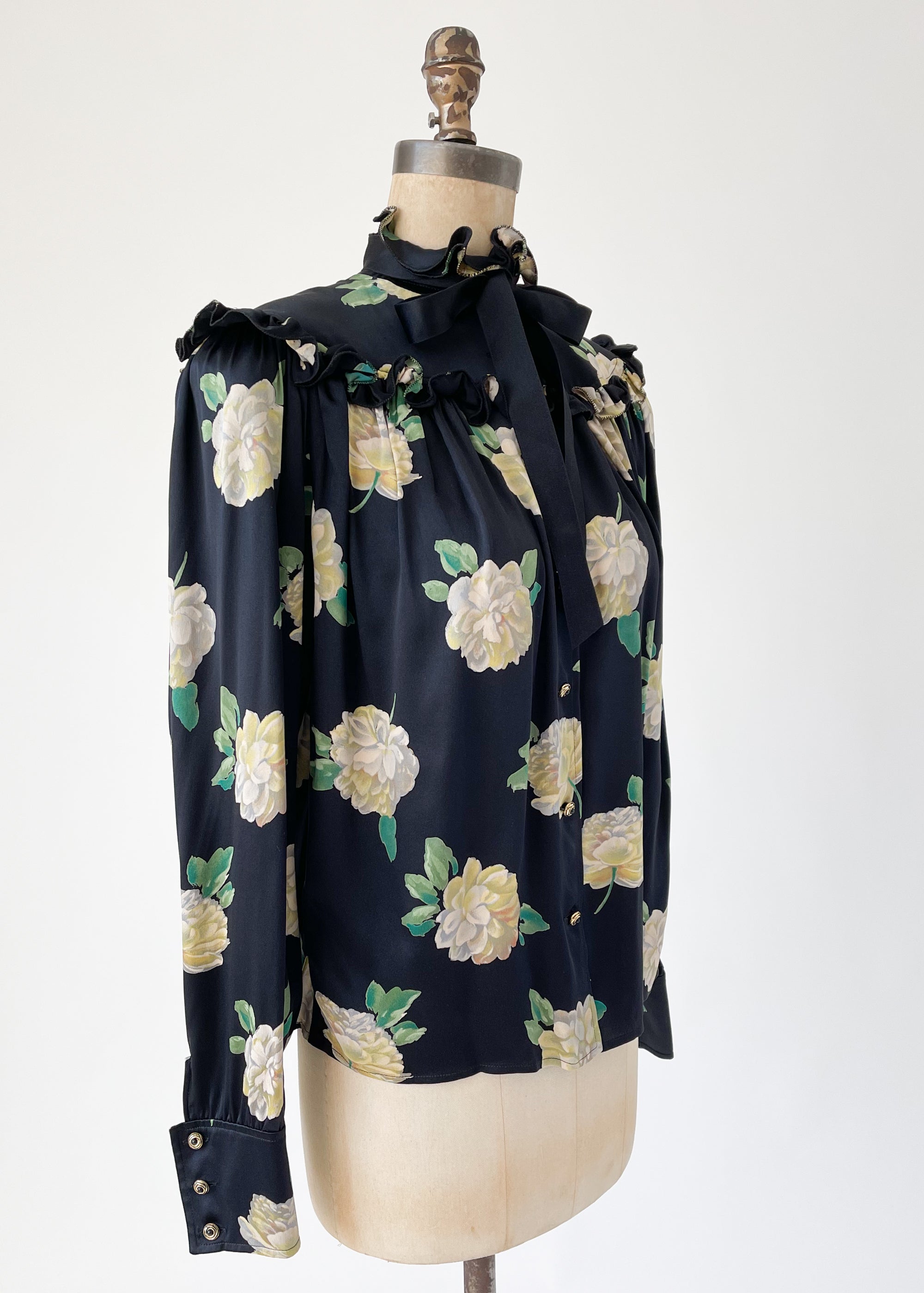 Vintage 1980s Ungaro Silk Floral Blouse