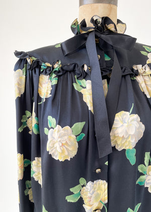 Vintage 1980s Ungaro Silk Floral Blouse