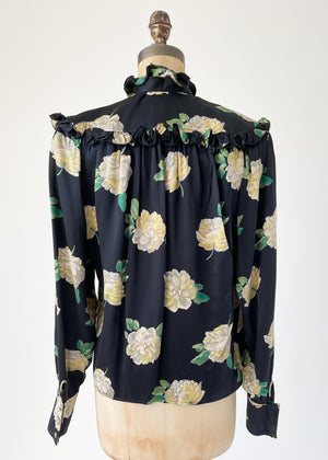 Vintage 1980s Ungaro Silk Floral Blouse