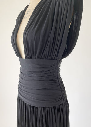 Vintage 1970s Yves Saint Laurent Black Evening Dress