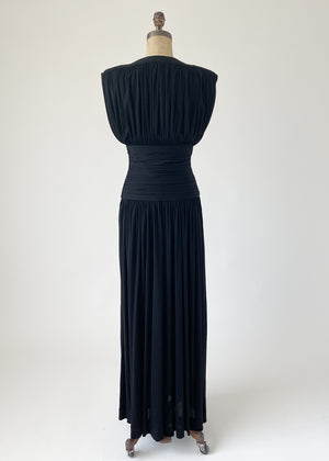 Vintage 1970s Yves Saint Laurent Black Evening Dress
