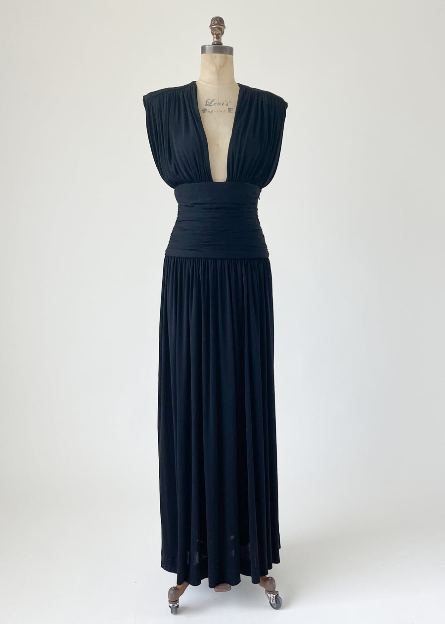 Vintage 1986 Yves Saint Laurent Black Evening Dress