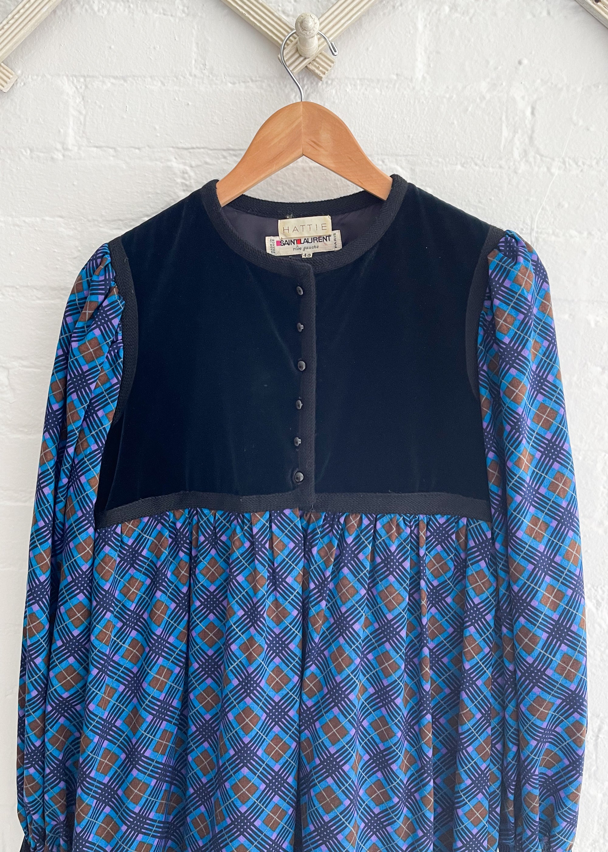 Vintage 1970s YSL Plaid Tent Dress