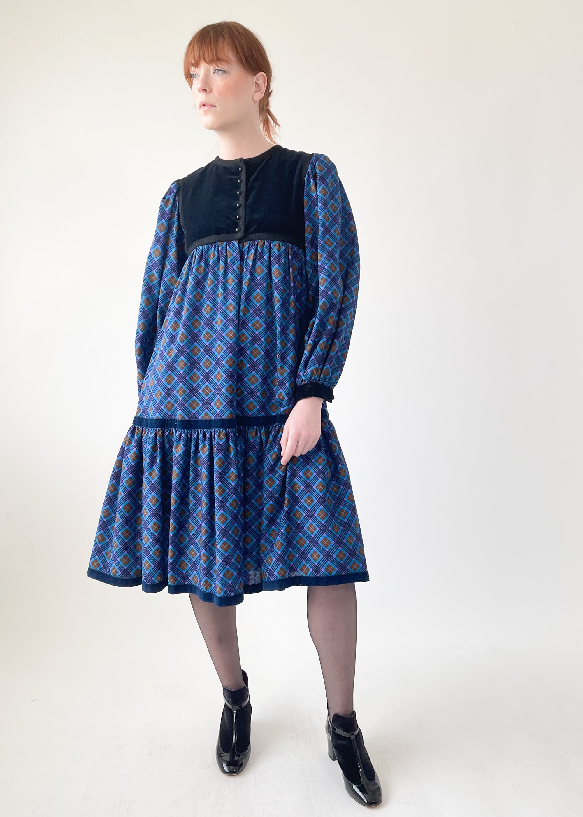 Vintage 1970s YSL Plaid Tent Dress