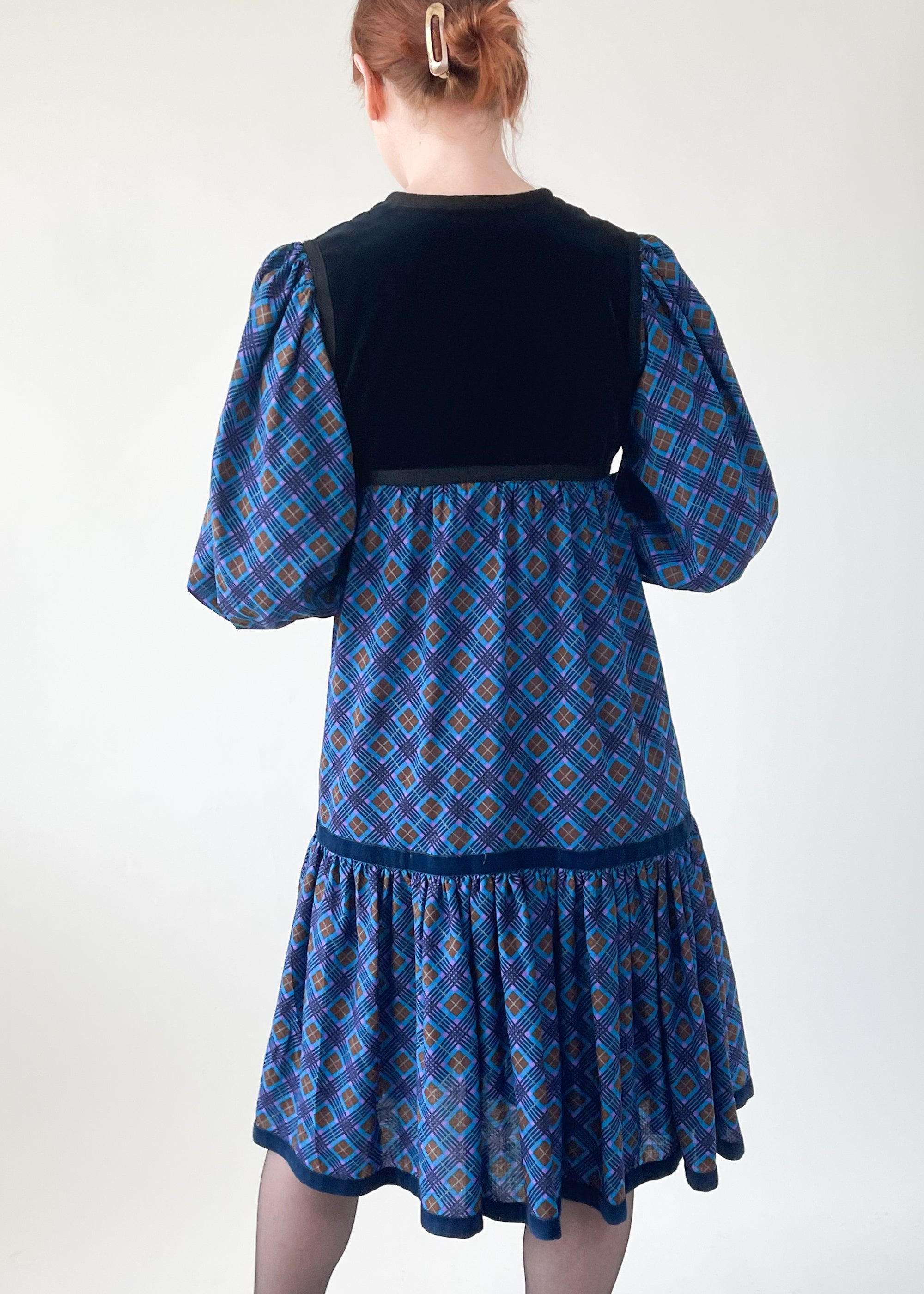 Vintage 1970s YSL Plaid Tent Dress