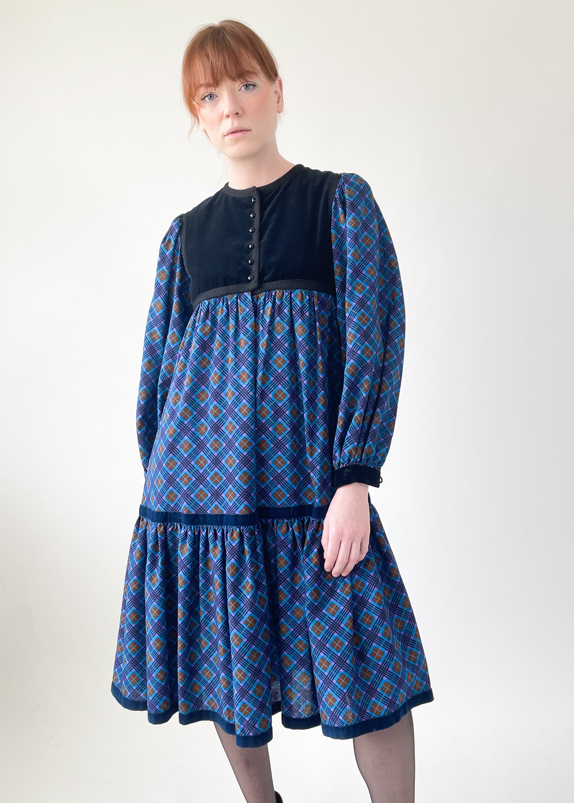 Vintage 1970s YSL Plaid Tent Dress