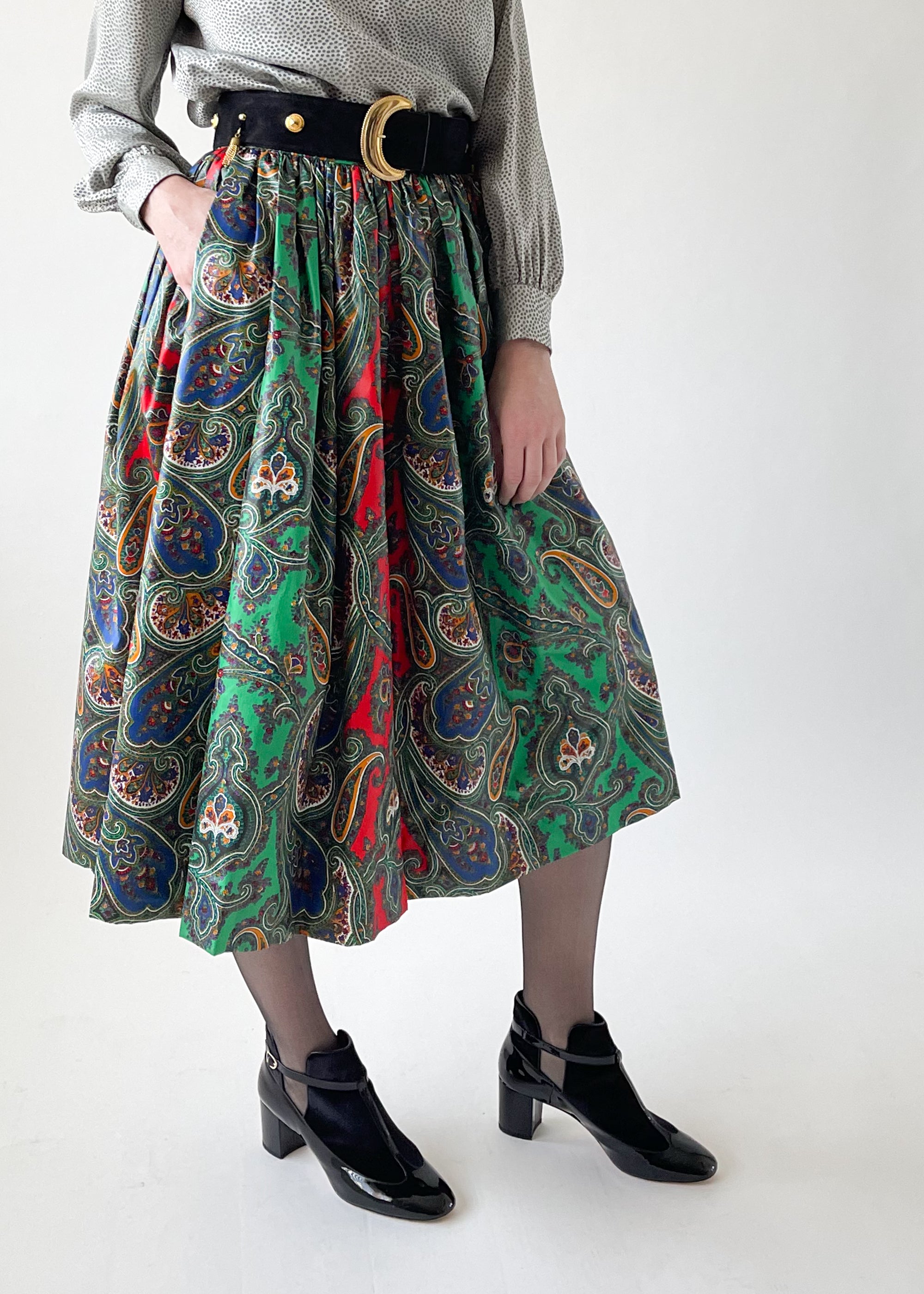 Vintage 1970s YSL Paisley Cotton Skirt