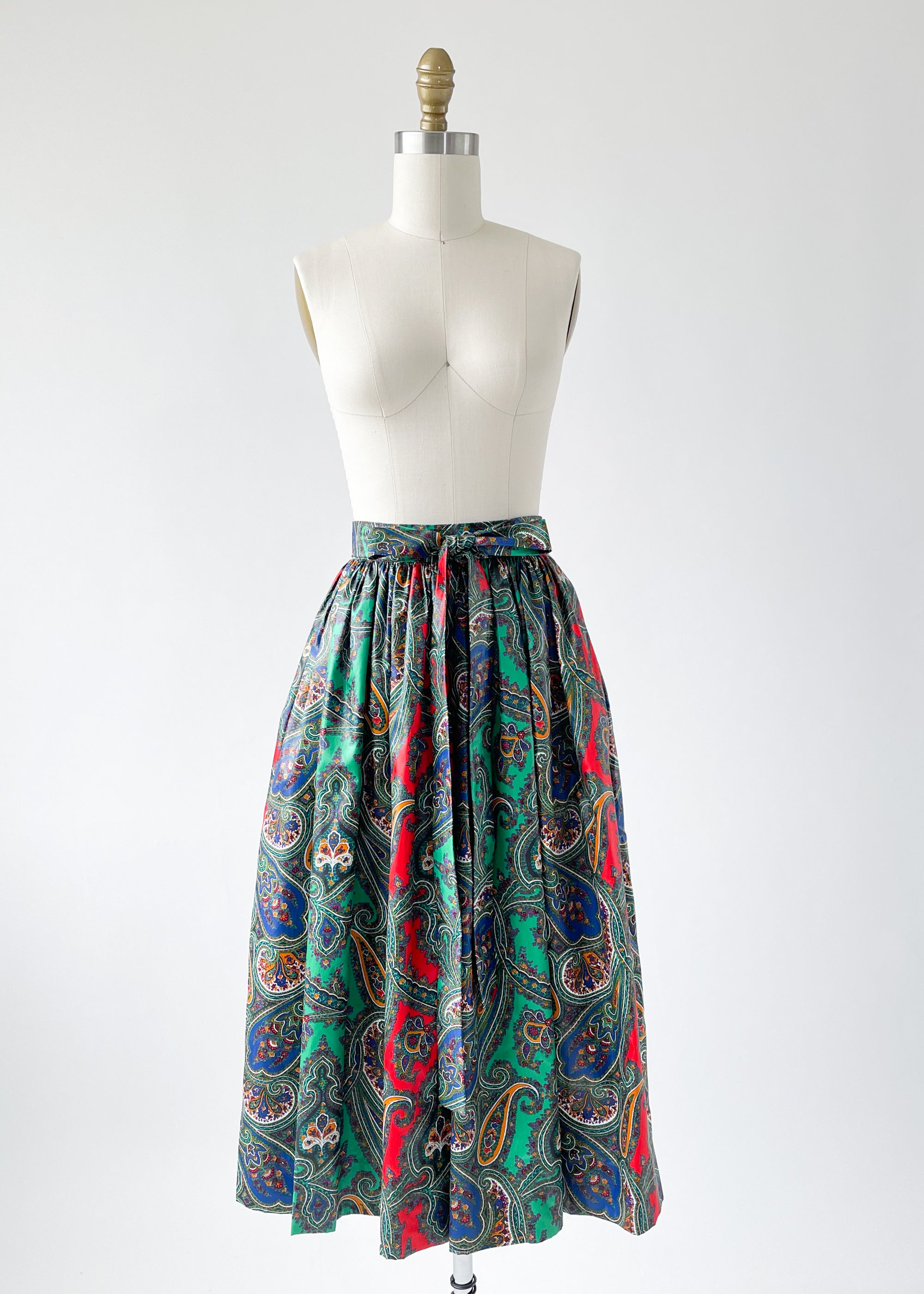 【関税込み】saint laurent PAISLEY SKIRT Paisley silk crepon maxi skirt in red - Saint Laurent