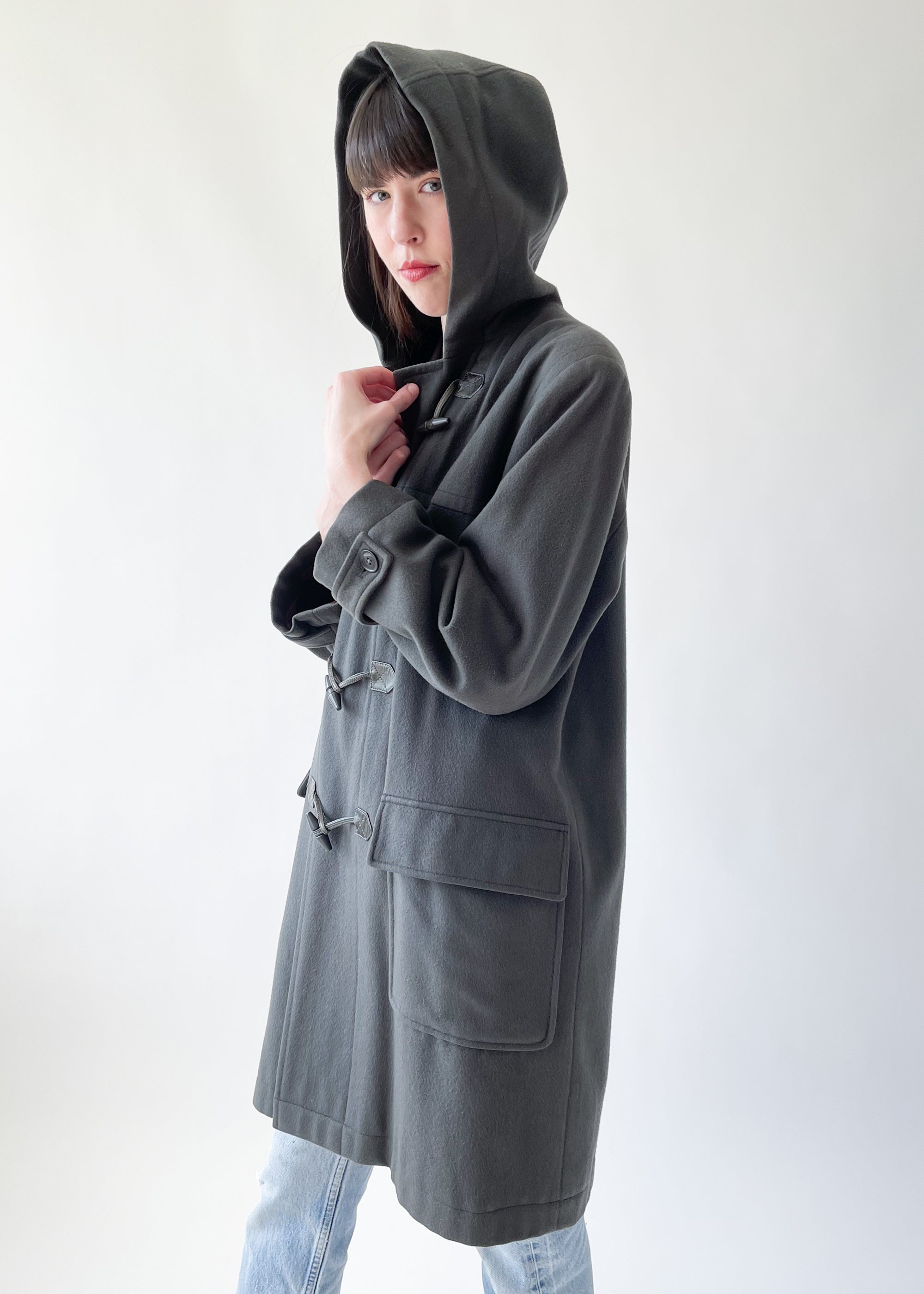 Vintage 1970s YSL Wool Hooded Duffle Coat