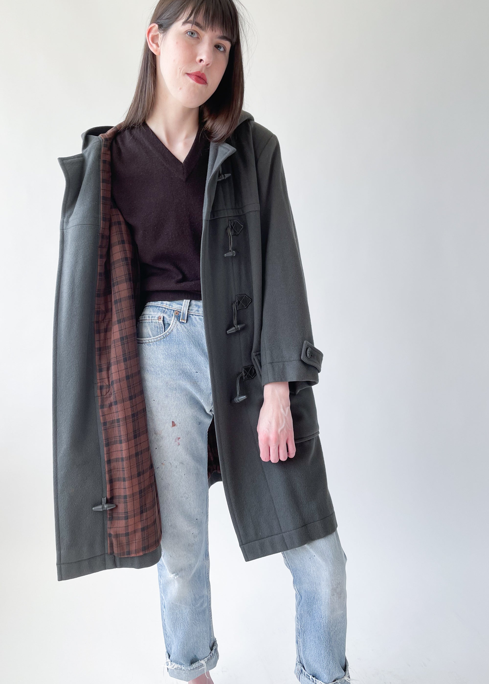 Vintage 1970s YSL Wool Hooded Duffle Coat