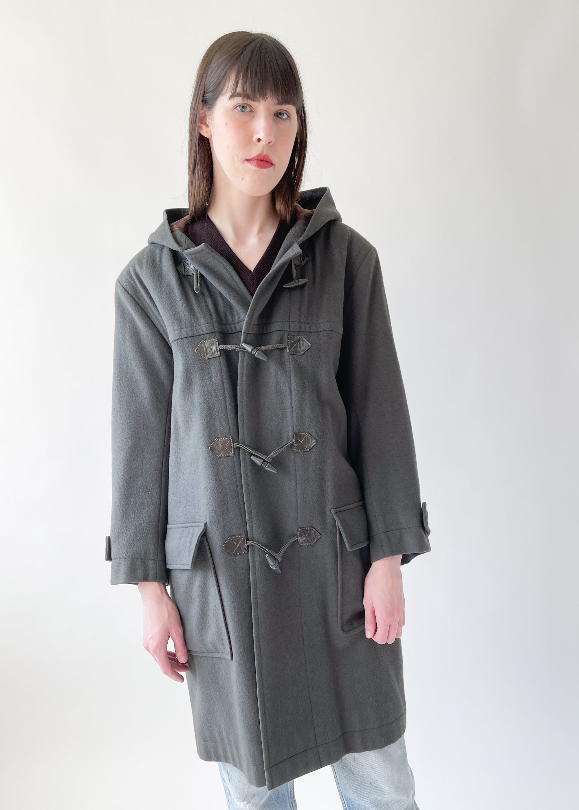 Vintage 1970s YSL Wool Hooded Duffle Coat