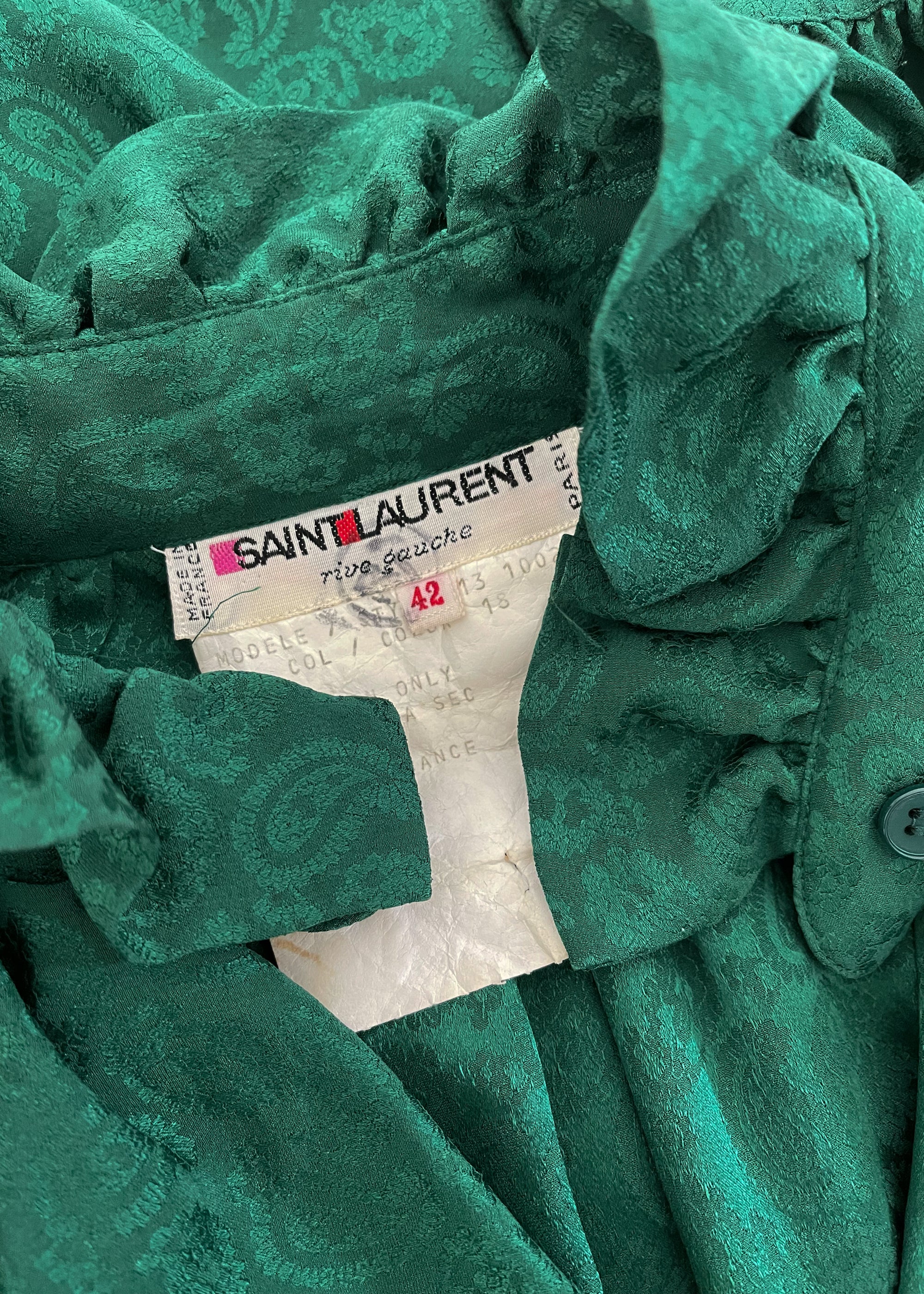 Vintage 1970s YSL Silk Ruffle Mini Dress