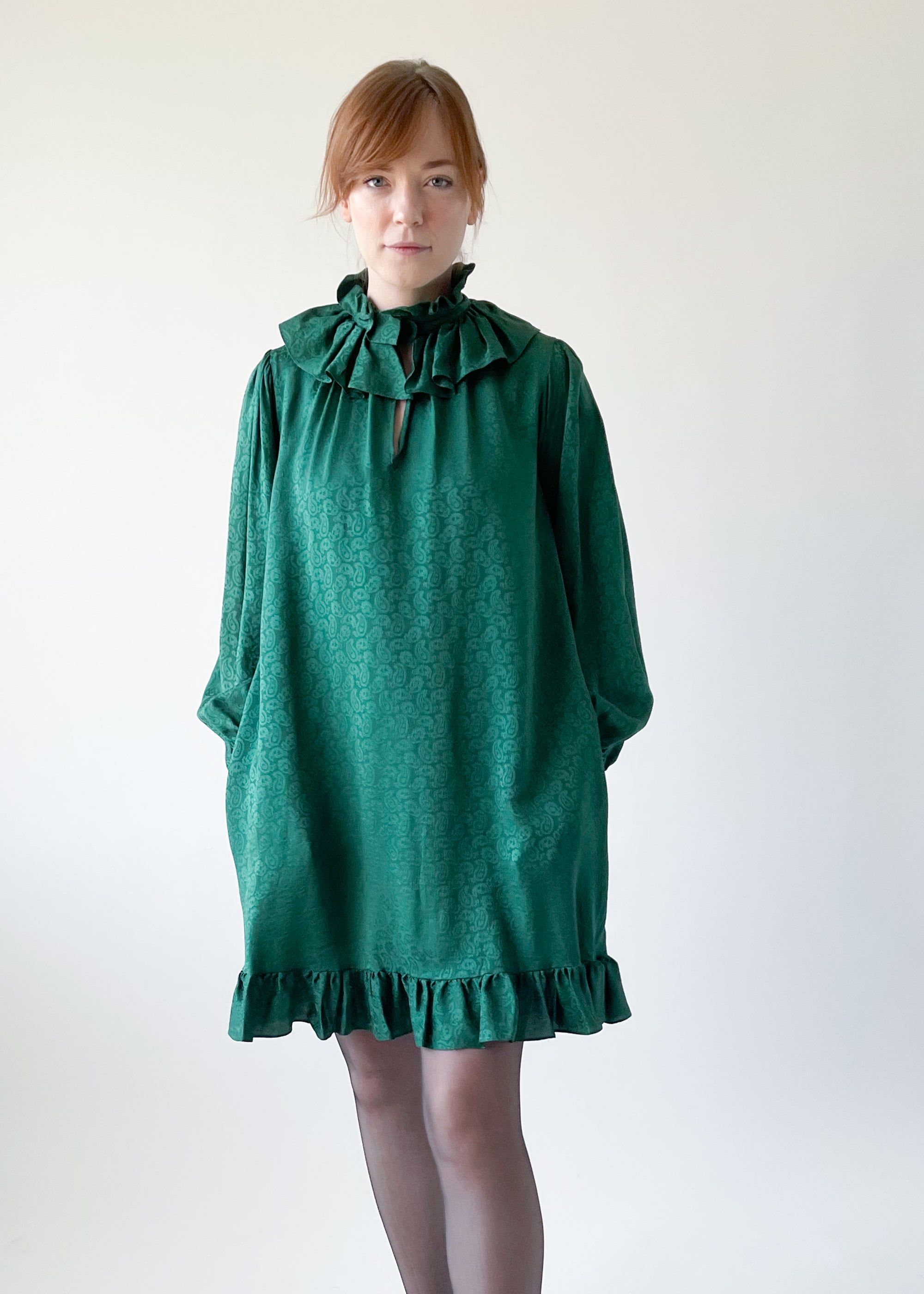 Vintage 1970s YSL Silk Ruffle Mini Dress