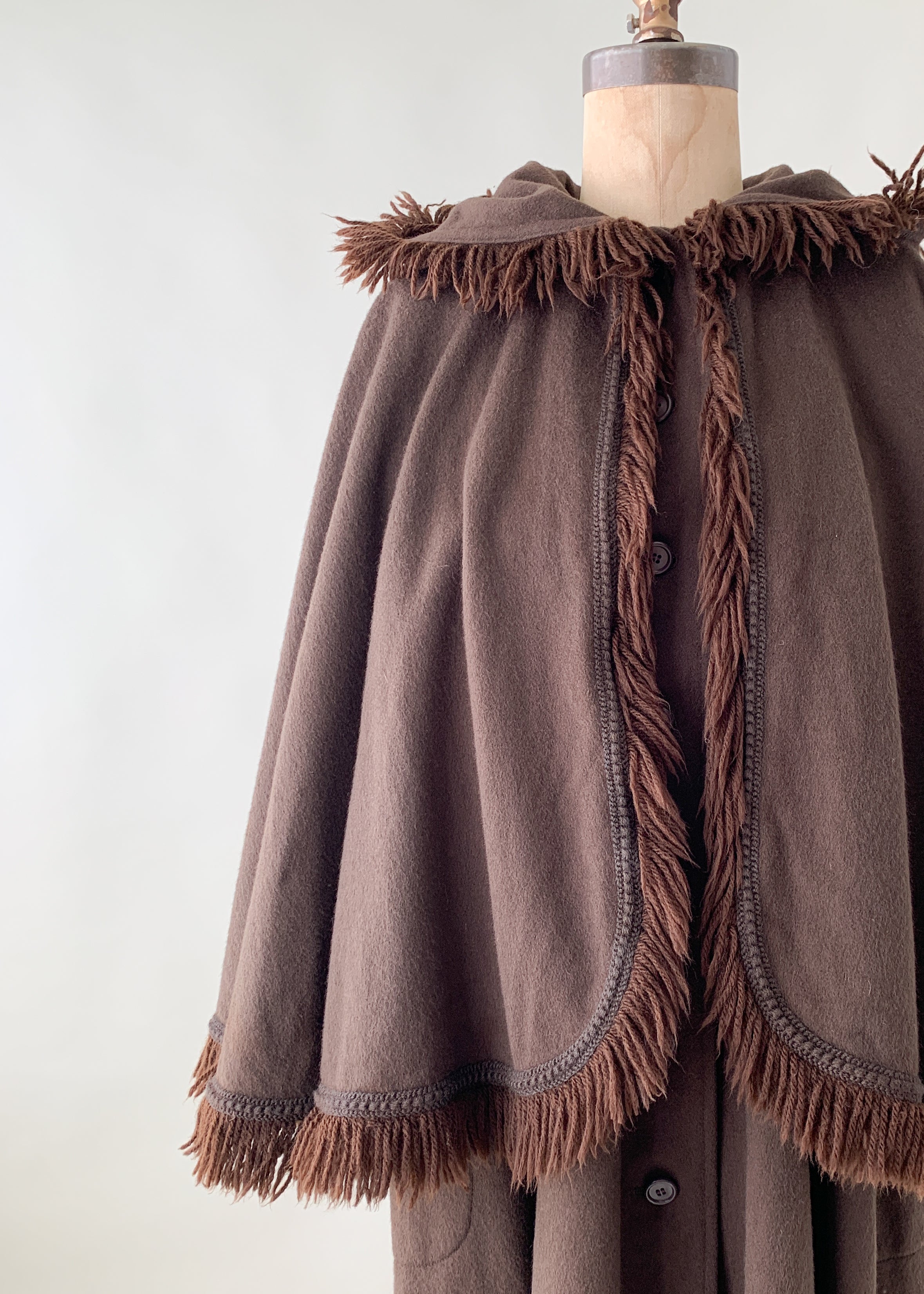 Vintage 1970s YSL Hooded Cape Coat