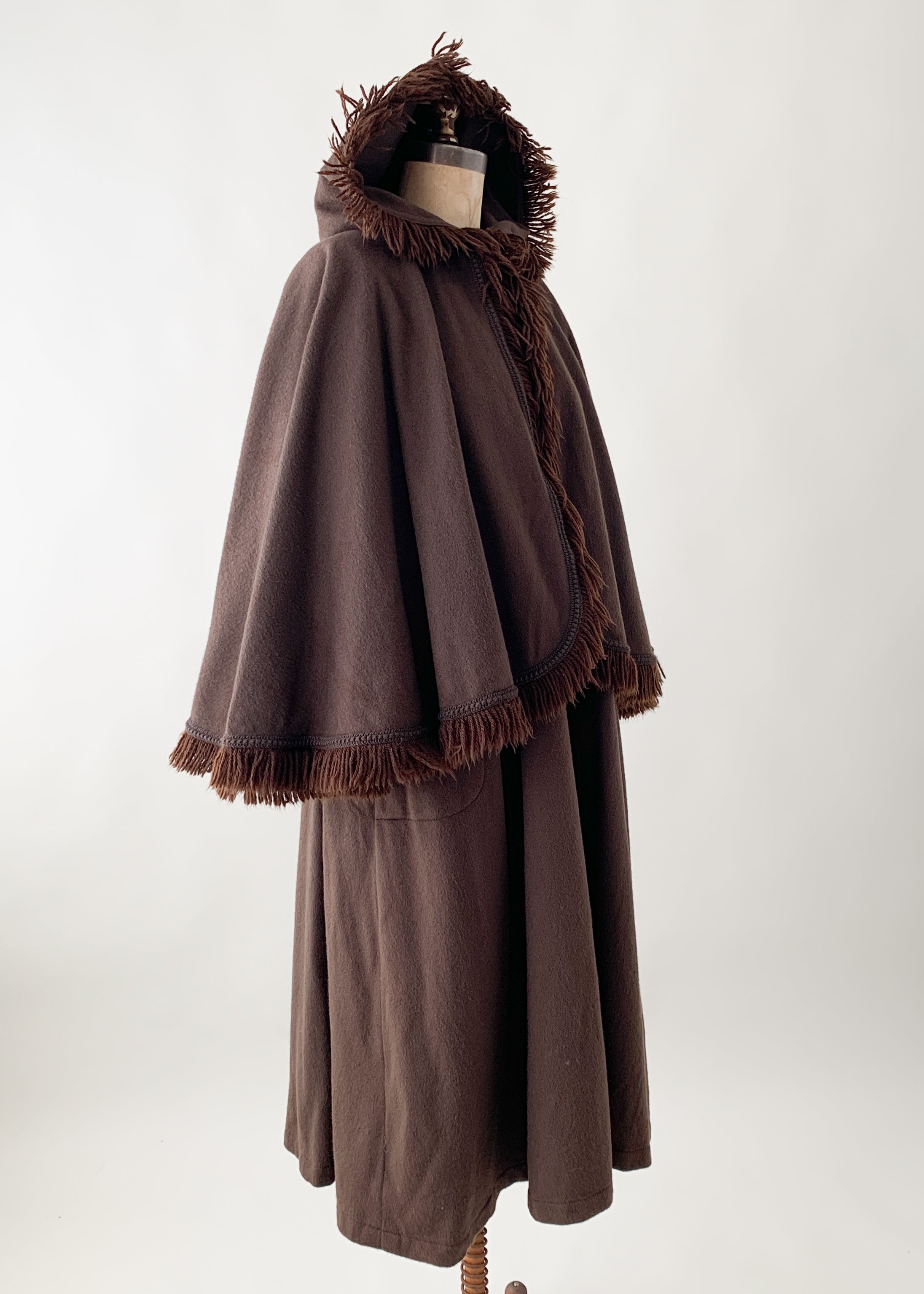 Vintage 1970s YSL Hooded Cape Coat