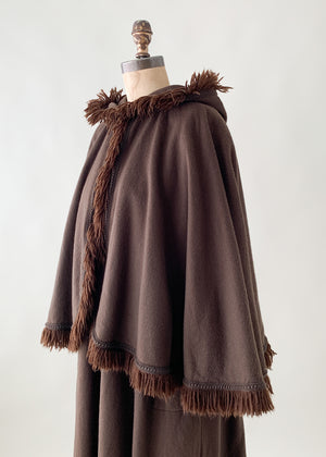 Vintage 1970s YSL Hooded Cape Coat