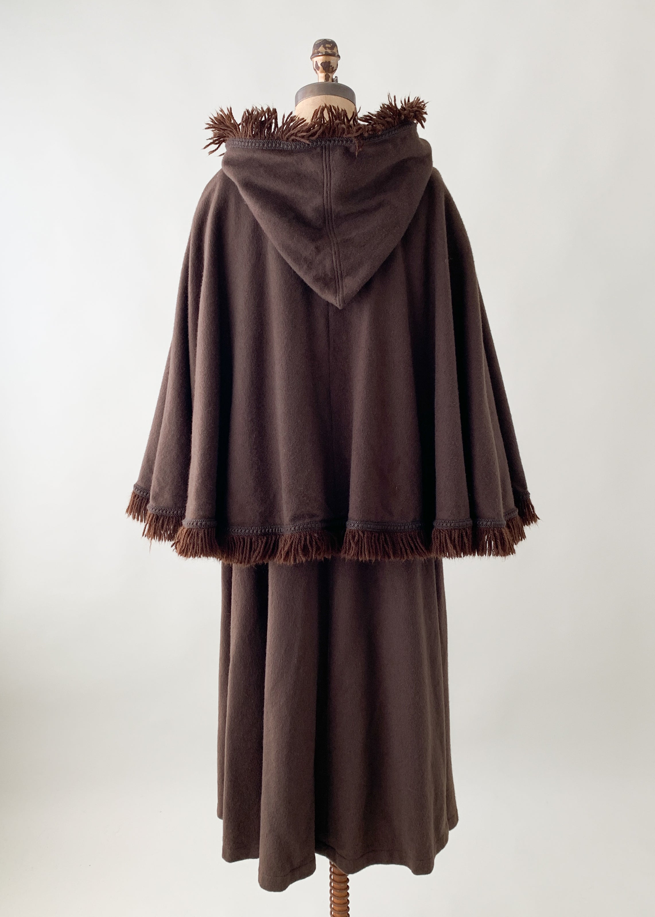 Vintage 1970s YSL Hooded Cape Coat
