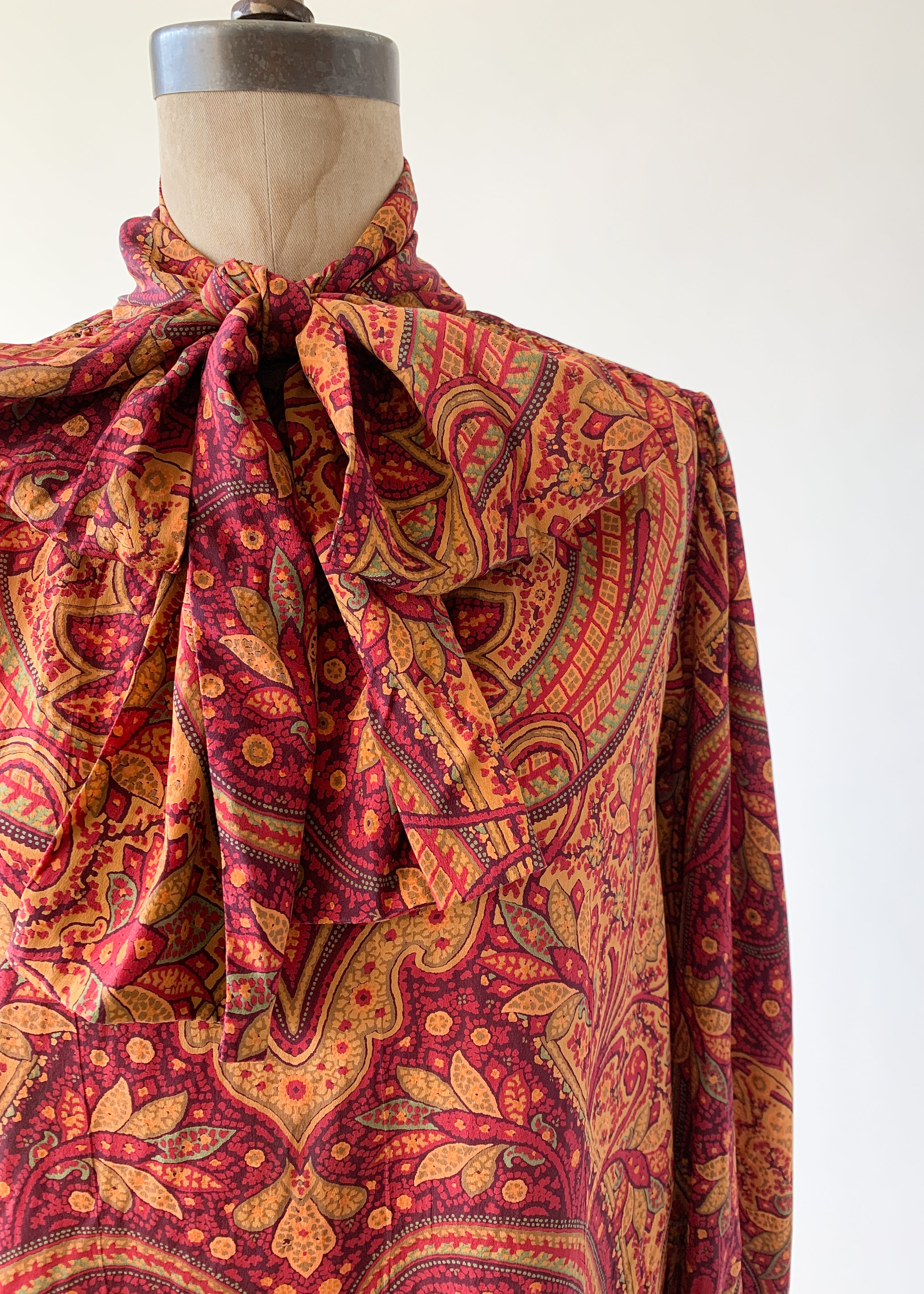 Vintage 1970s YSL Silk Paisley Blouse