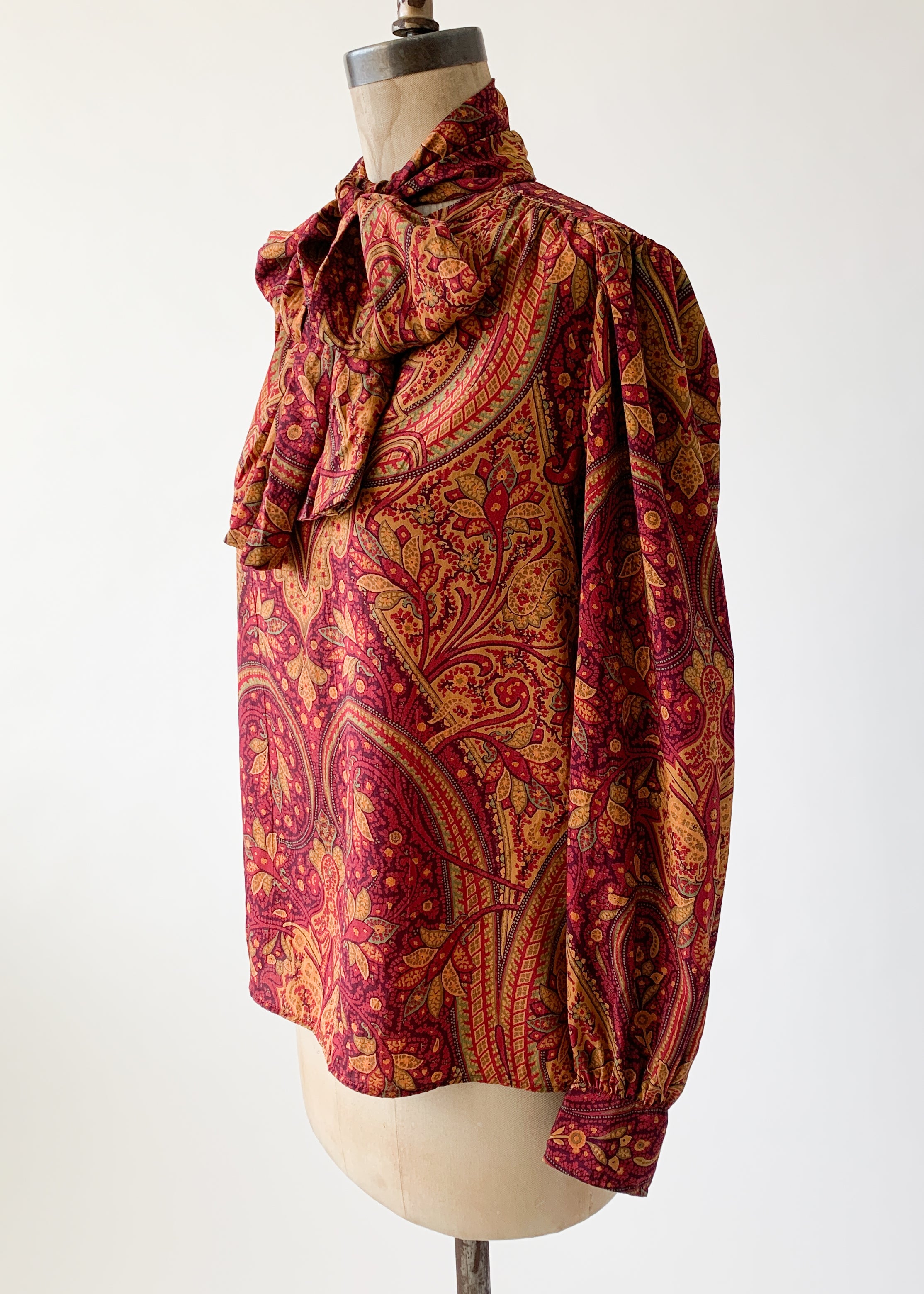 Vintage 1970s YSL Silk Paisley Blouse