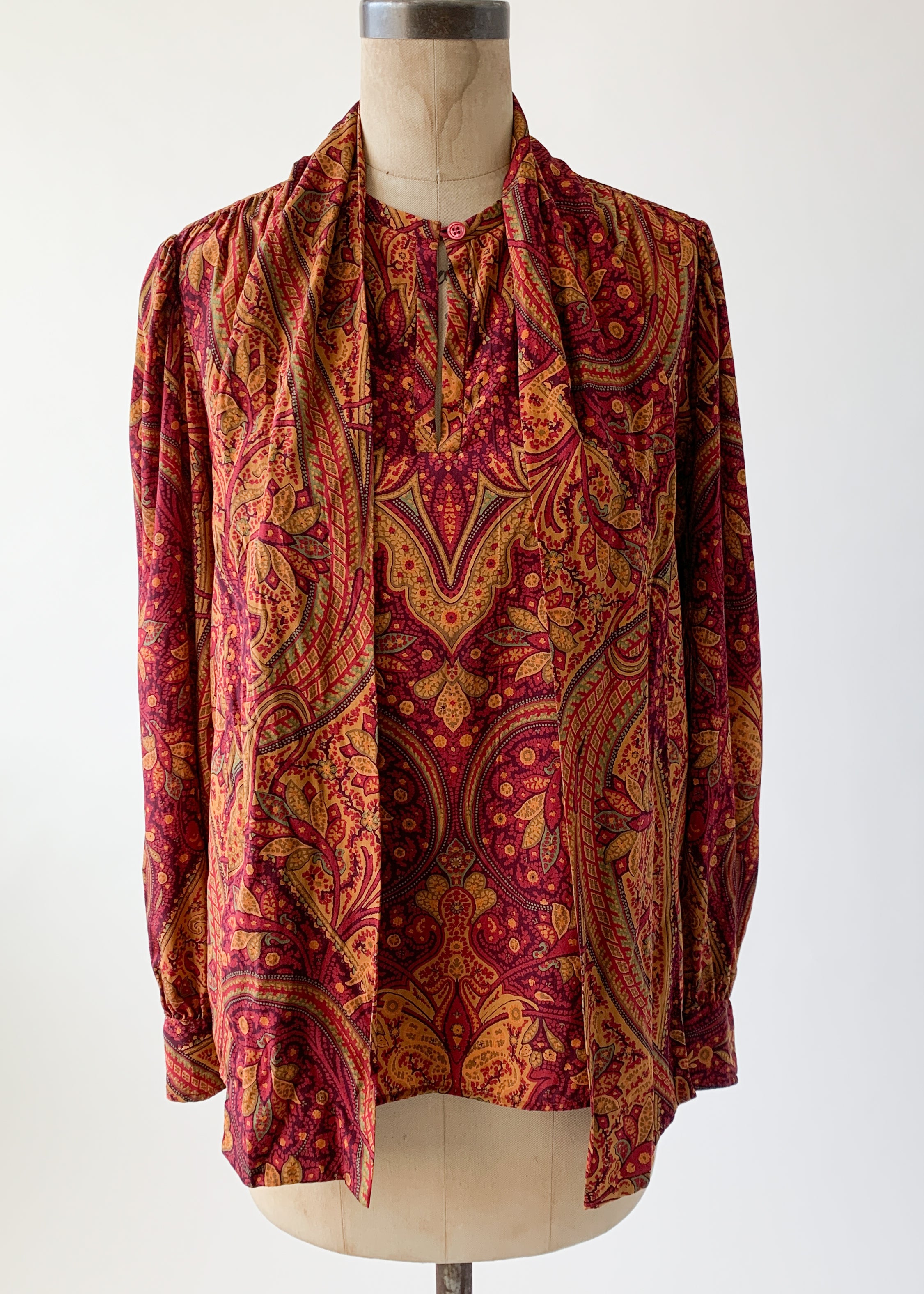 Vintage 1970s YSL Silk Paisley Blouse