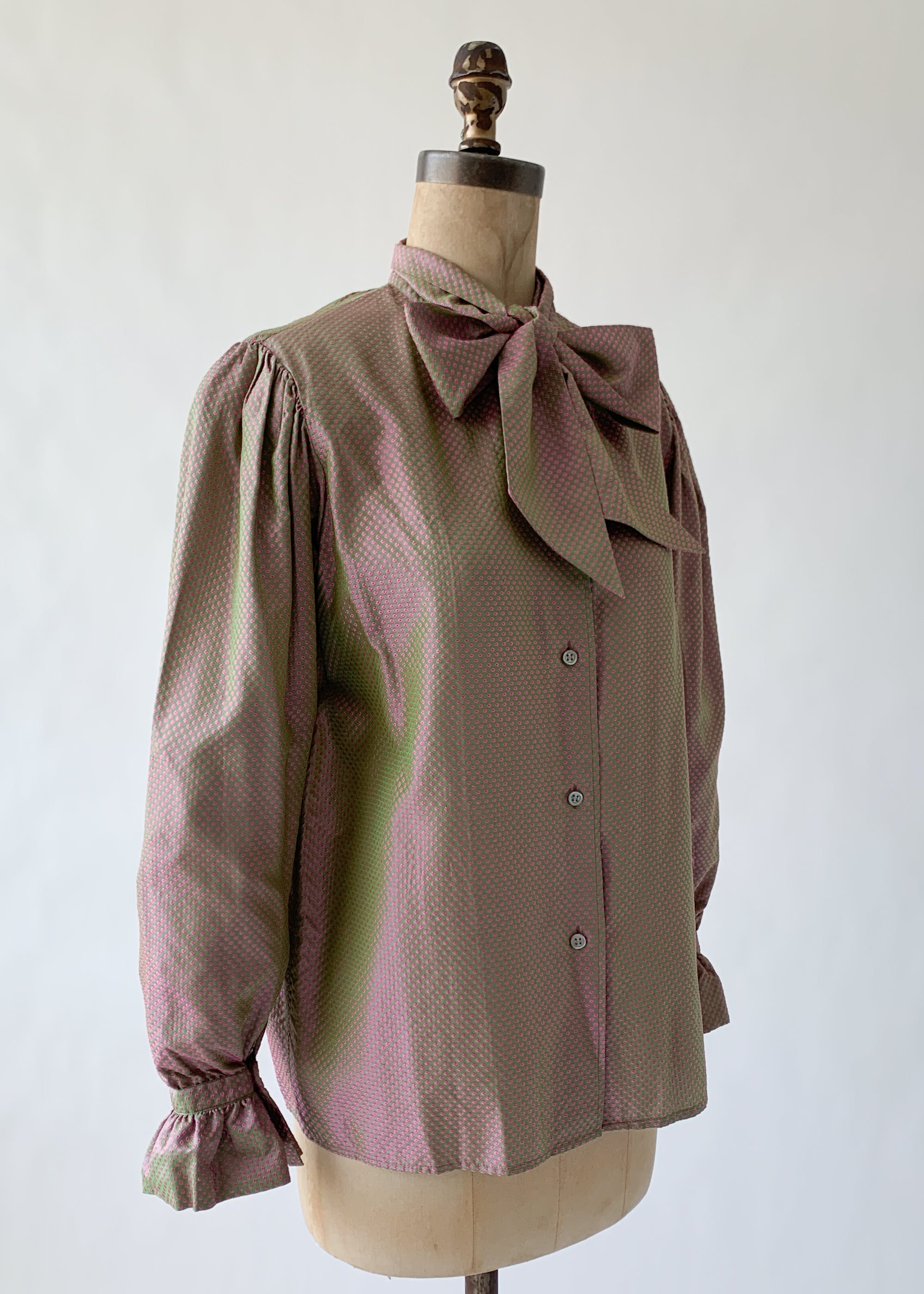 Vintage 1970s YSL Jacquard Silk Blouse