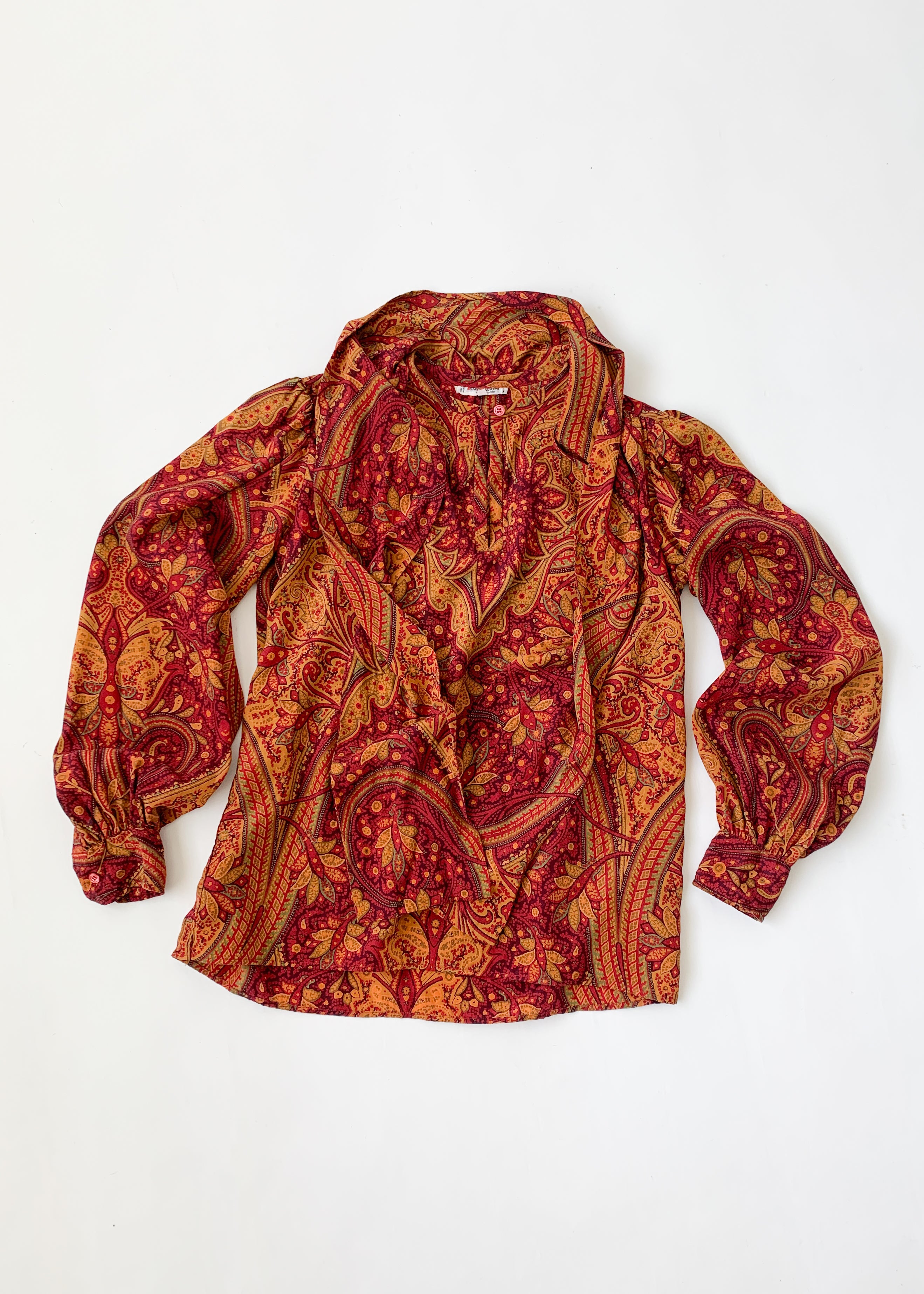 Vintage 1970s YSL Silk Paisley Blouse