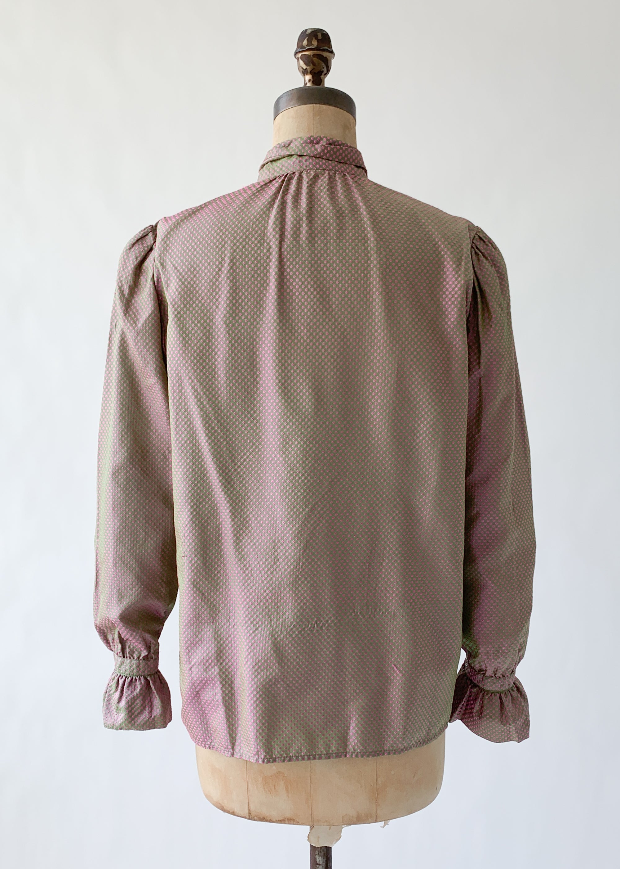 Vintage 1970s YSL Jacquard Silk Blouse