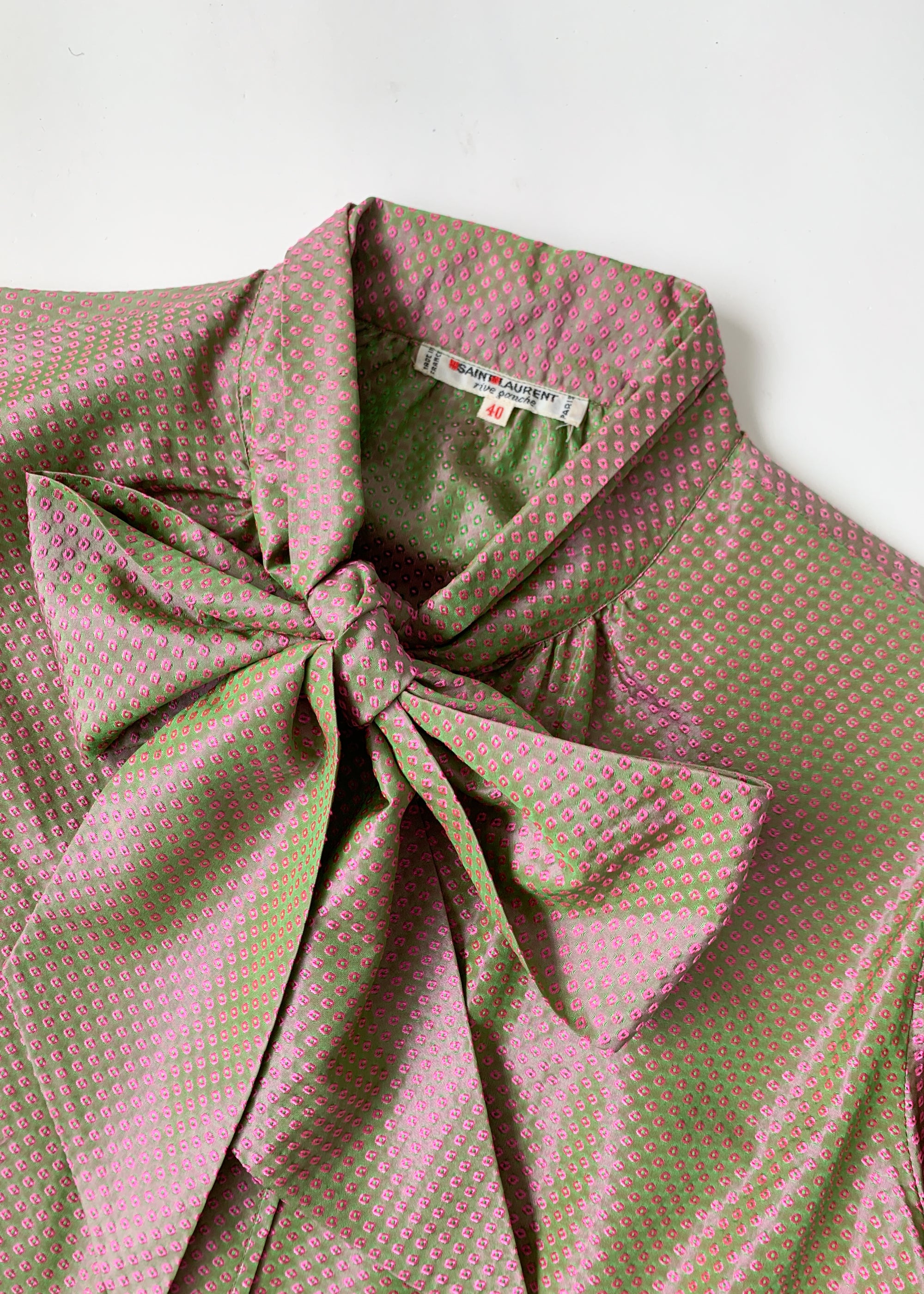 Vintage 1970s YSL Jacquard Silk Blouse