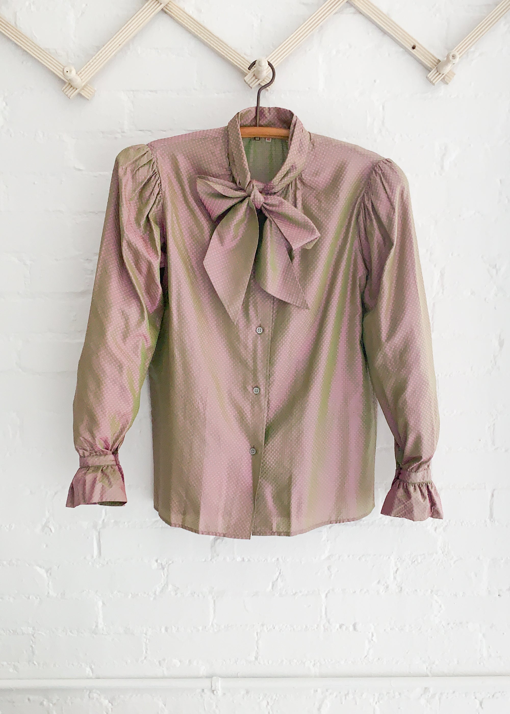 Vintage 1970s YSL Jacquard Silk Blouse