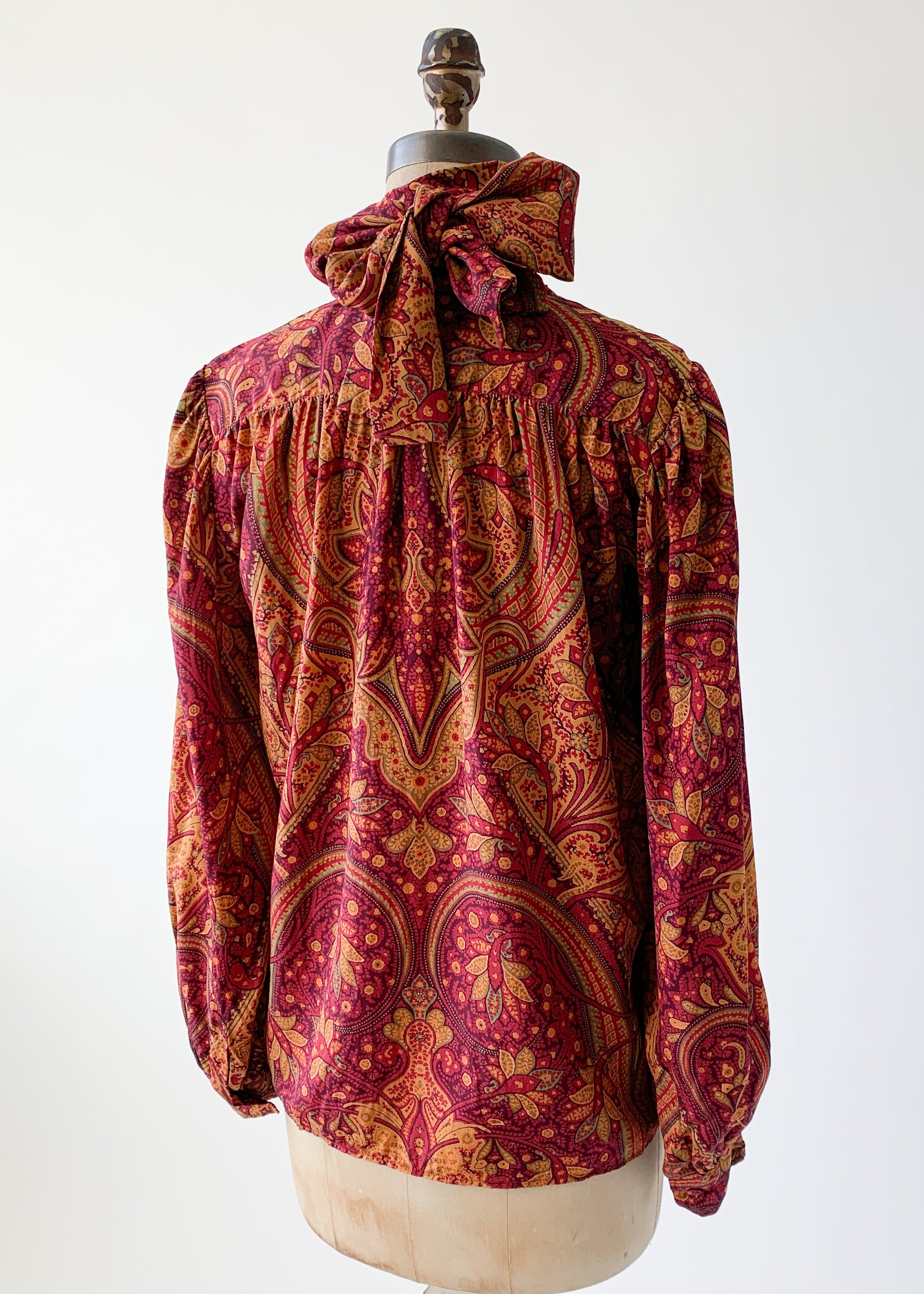 Vintage 1970s YSL Silk Paisley Blouse