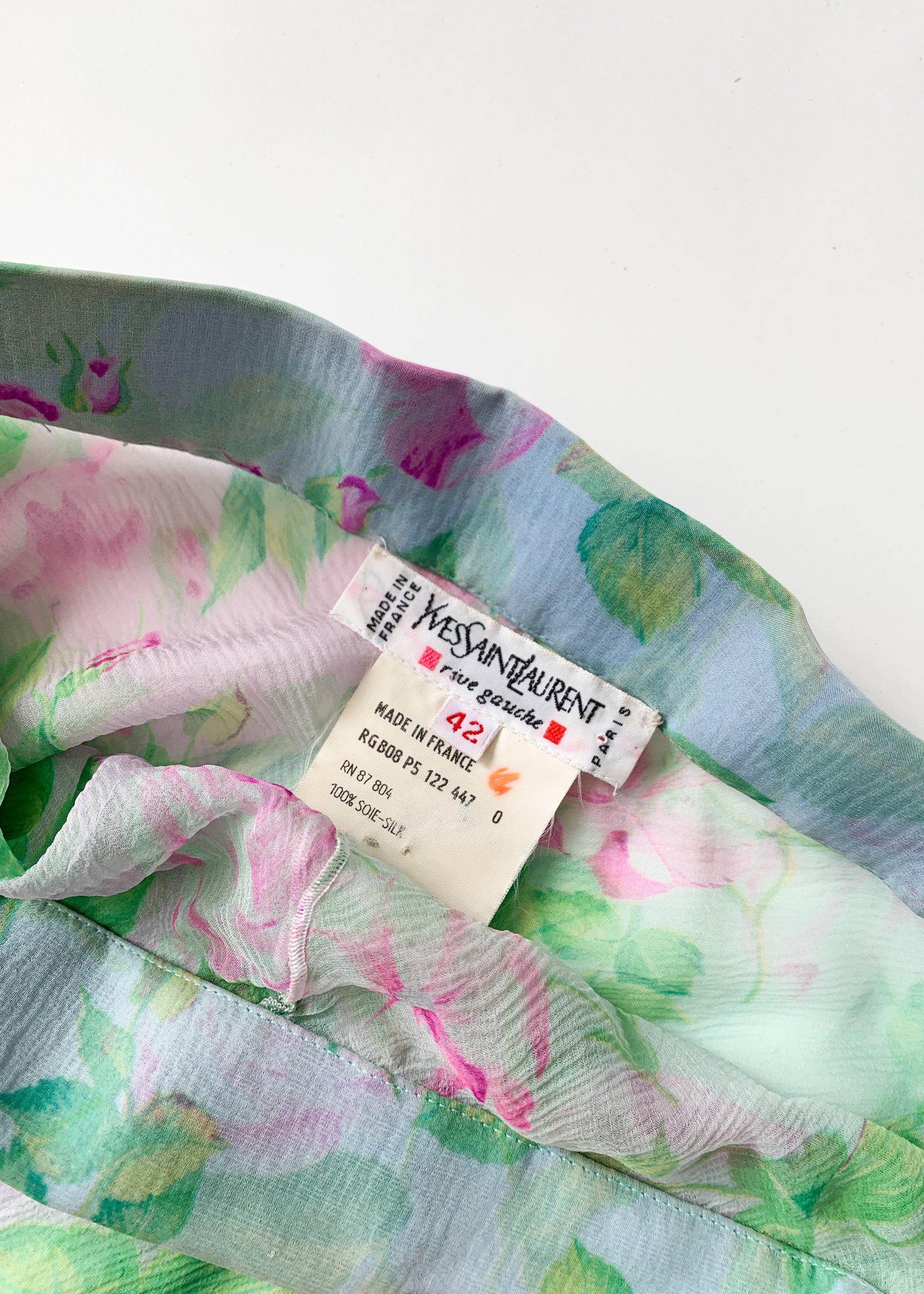 Vintage 1998 YSL Floral Silk Chiffon Pants