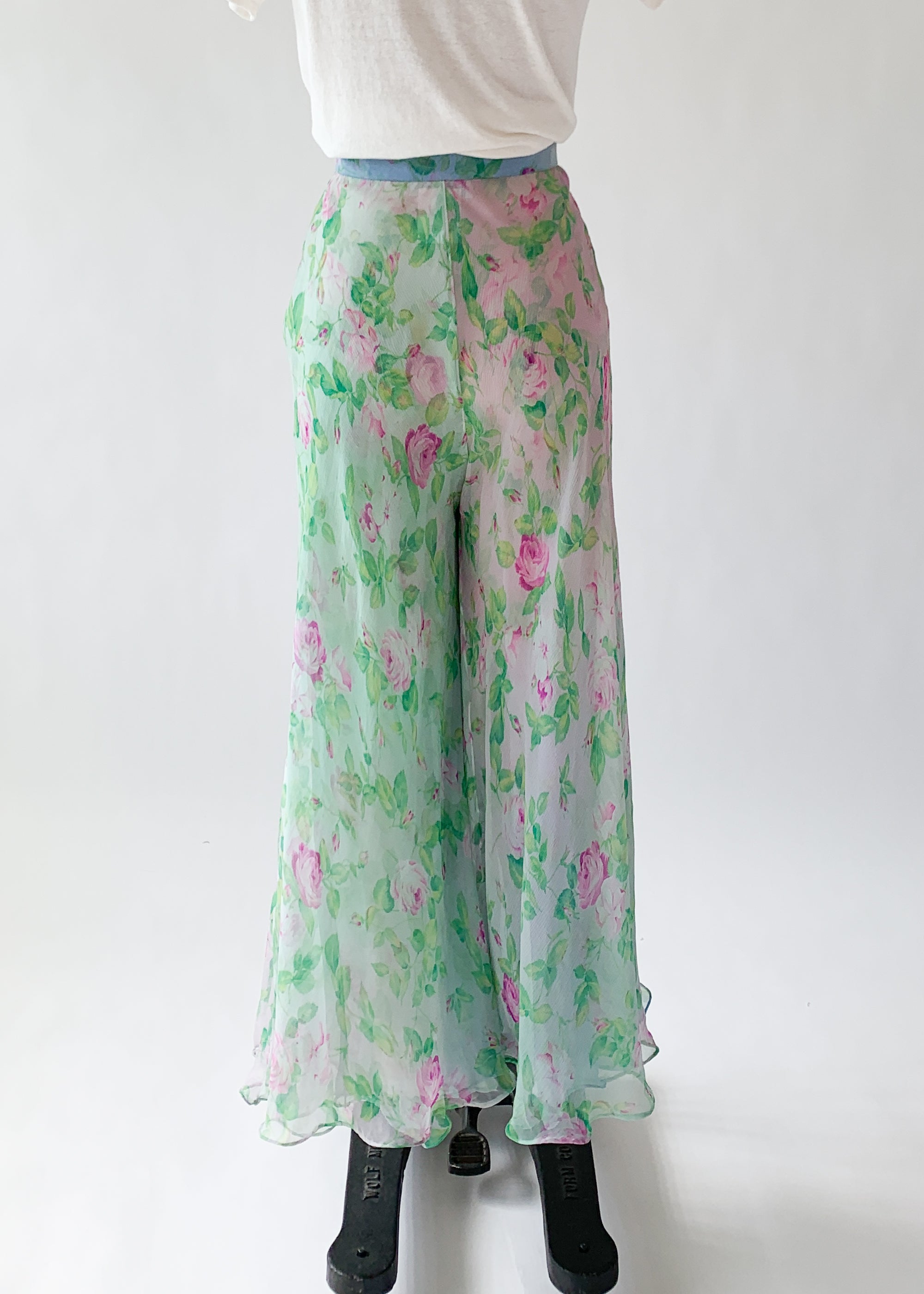 Vintage 1998 YSL Floral Silk Chiffon Pants