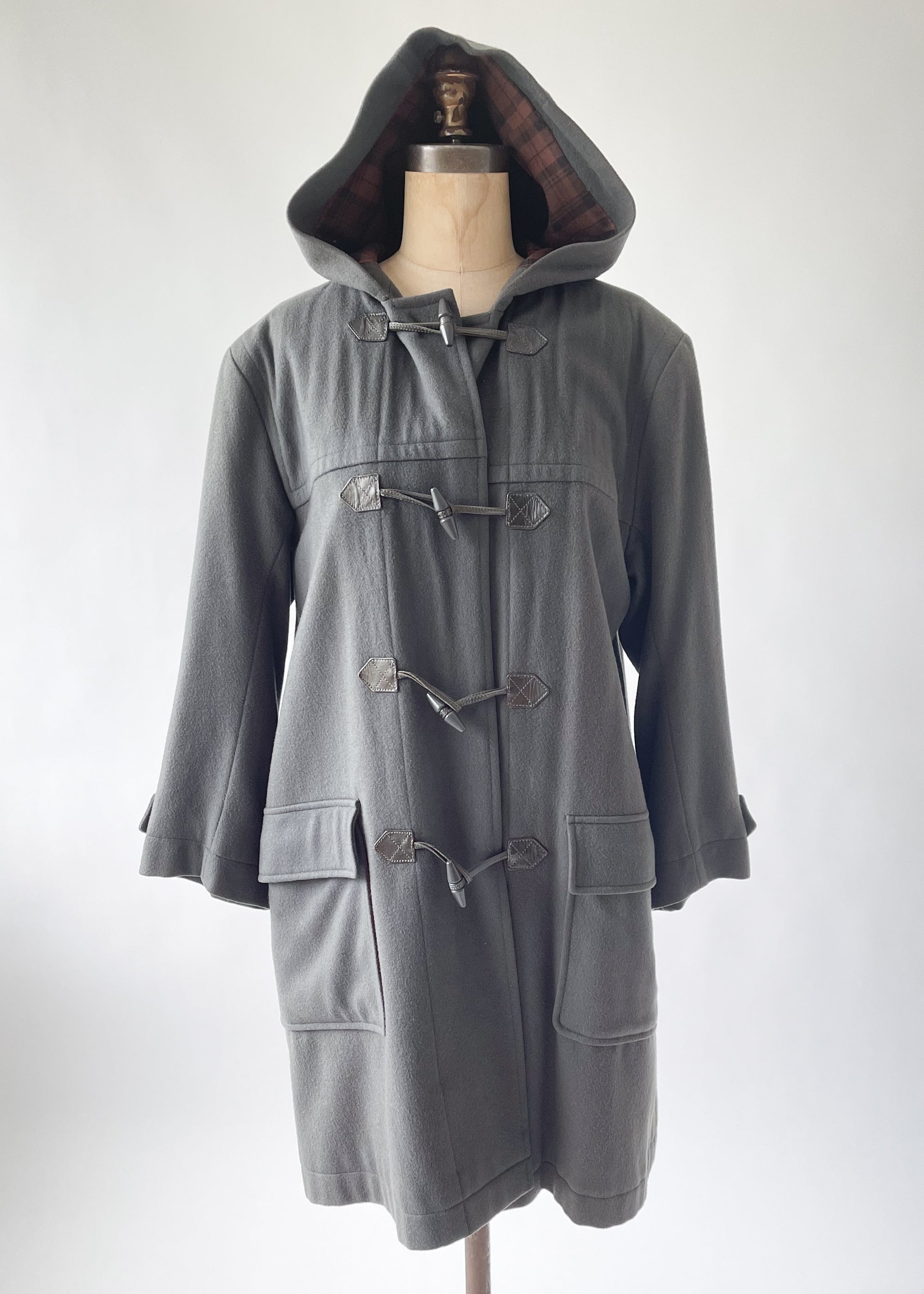 Vintage 1970s YSL Wool Hooded Duffle Coat
