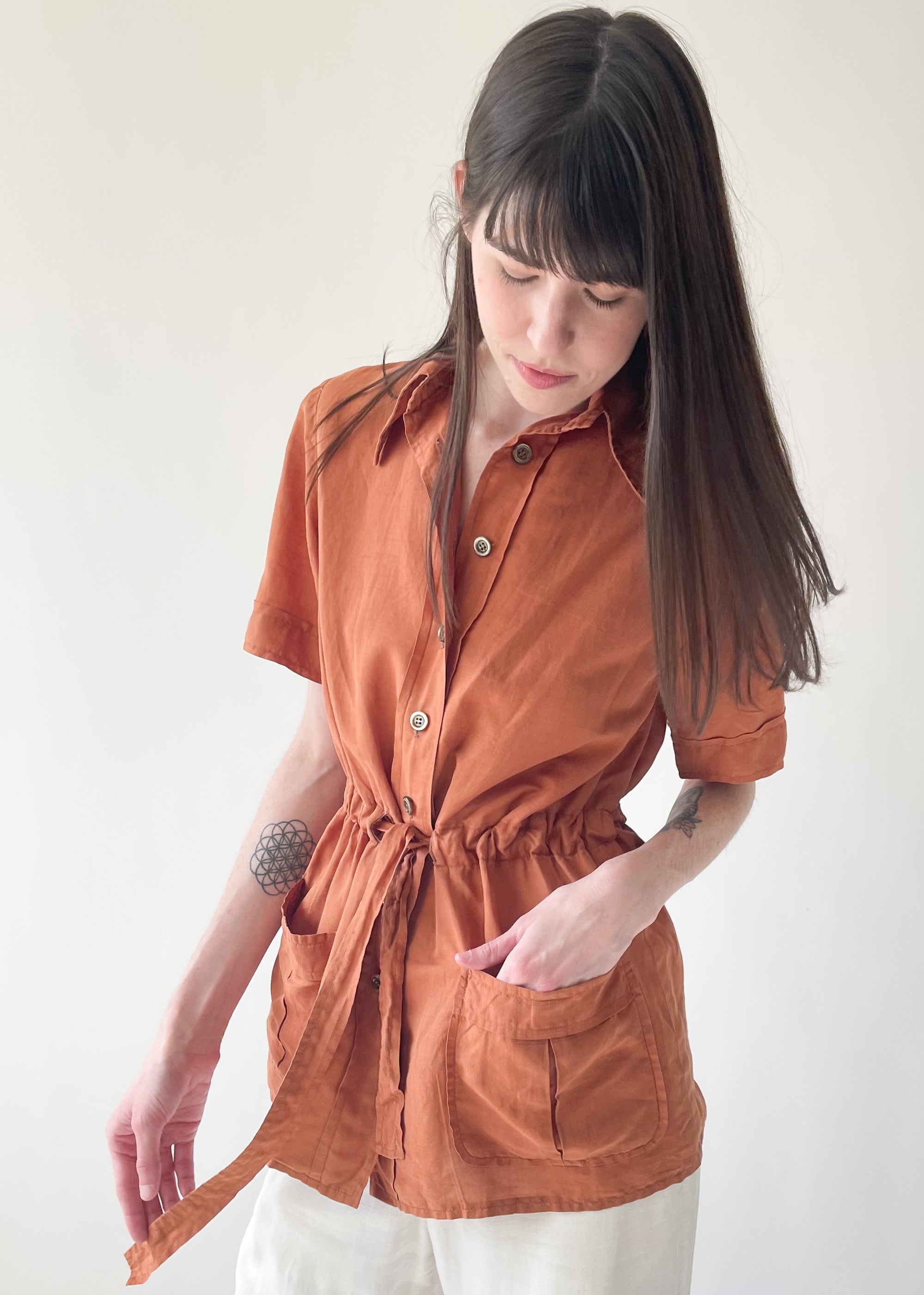 Vintage 1970s Sienna Belted Safari Shirt