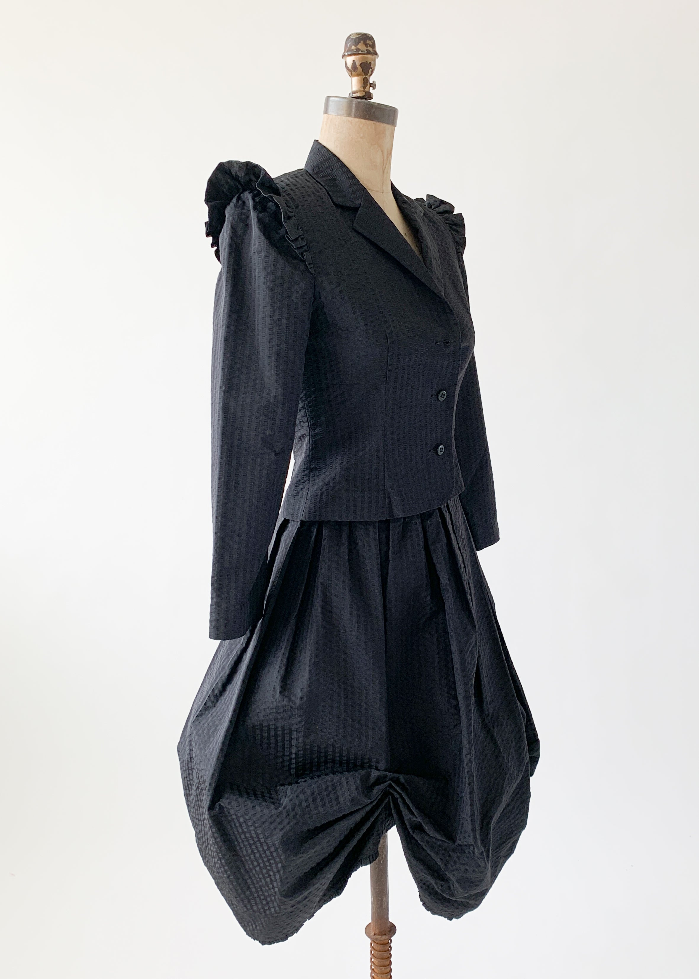 Vintage 1970s Black Taffeta Suit