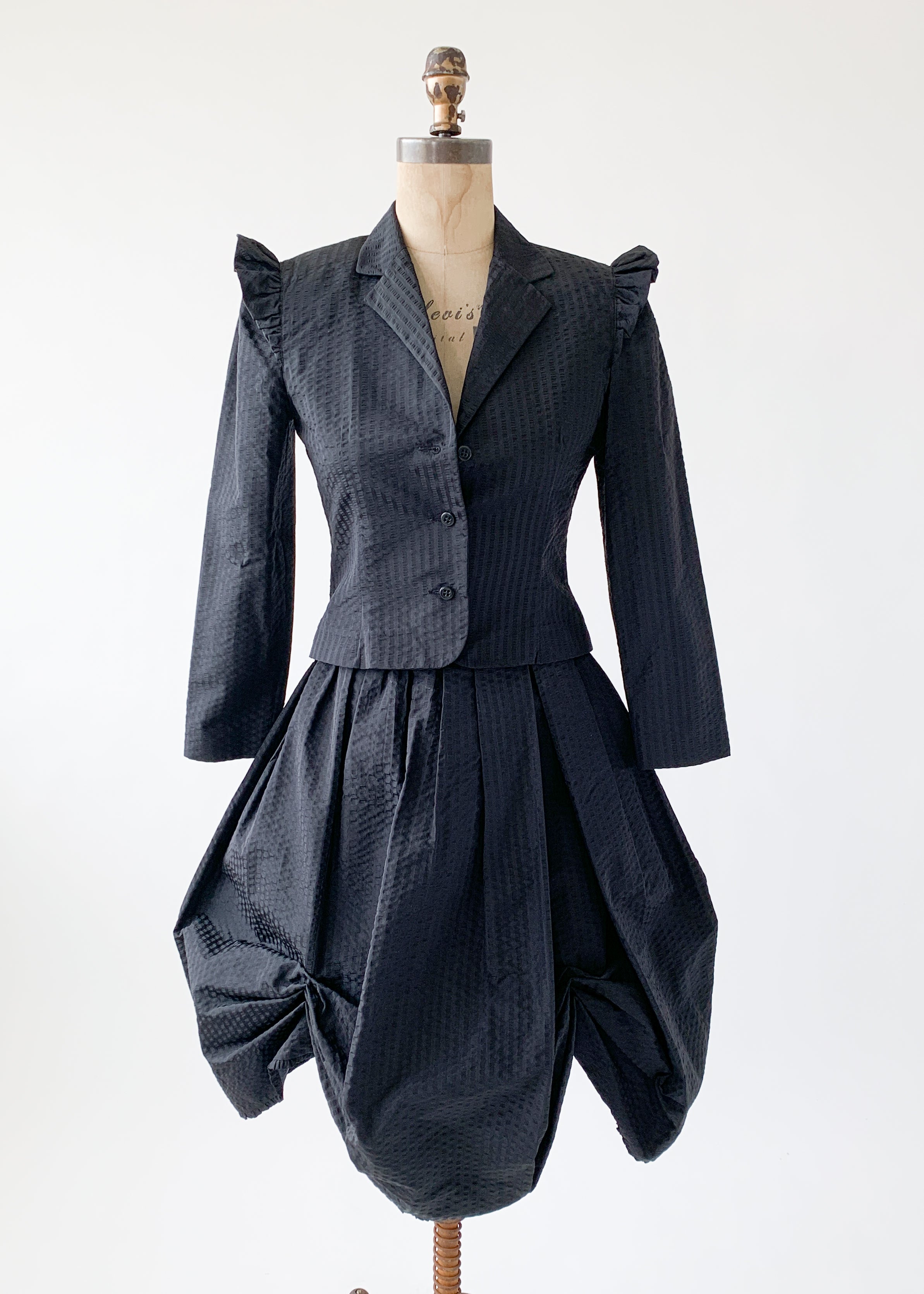 Vintage 1970s Black Taffeta Suit
