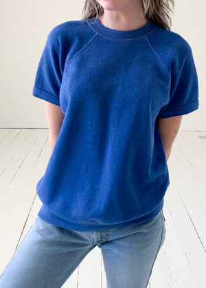 Vintage 1970s Royal Blue Short Sleeve Sweatshirt