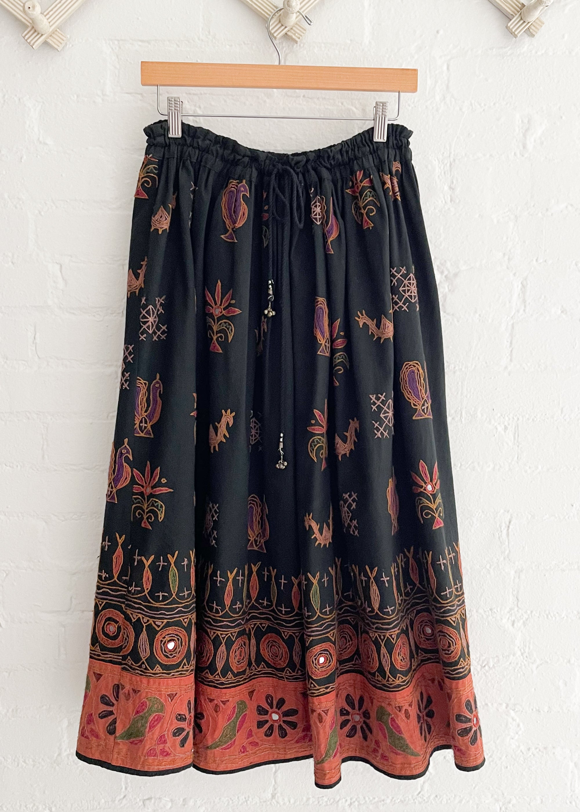 Vintage 1980s Embroidered Indian Skirt