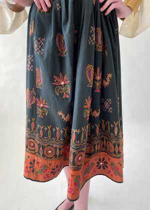 Vintage 1980s Embroidered Indian Skirt