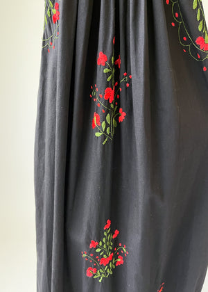 Vintage 1970s Mexican Embroidered Cotton Dress