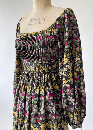 Vintage 1970s Floral Pleated Dress