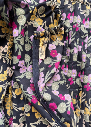 Vintage 1970s Floral Pleated Dress