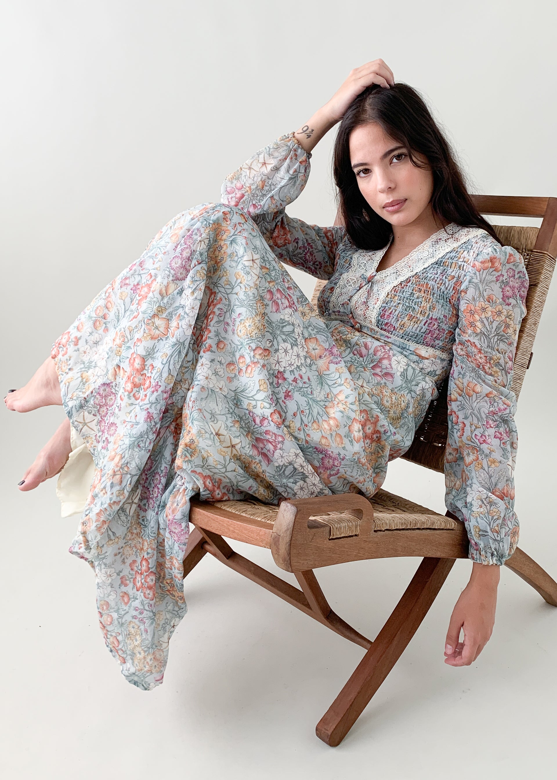 Vintage 1970s Floral Prairie Dress