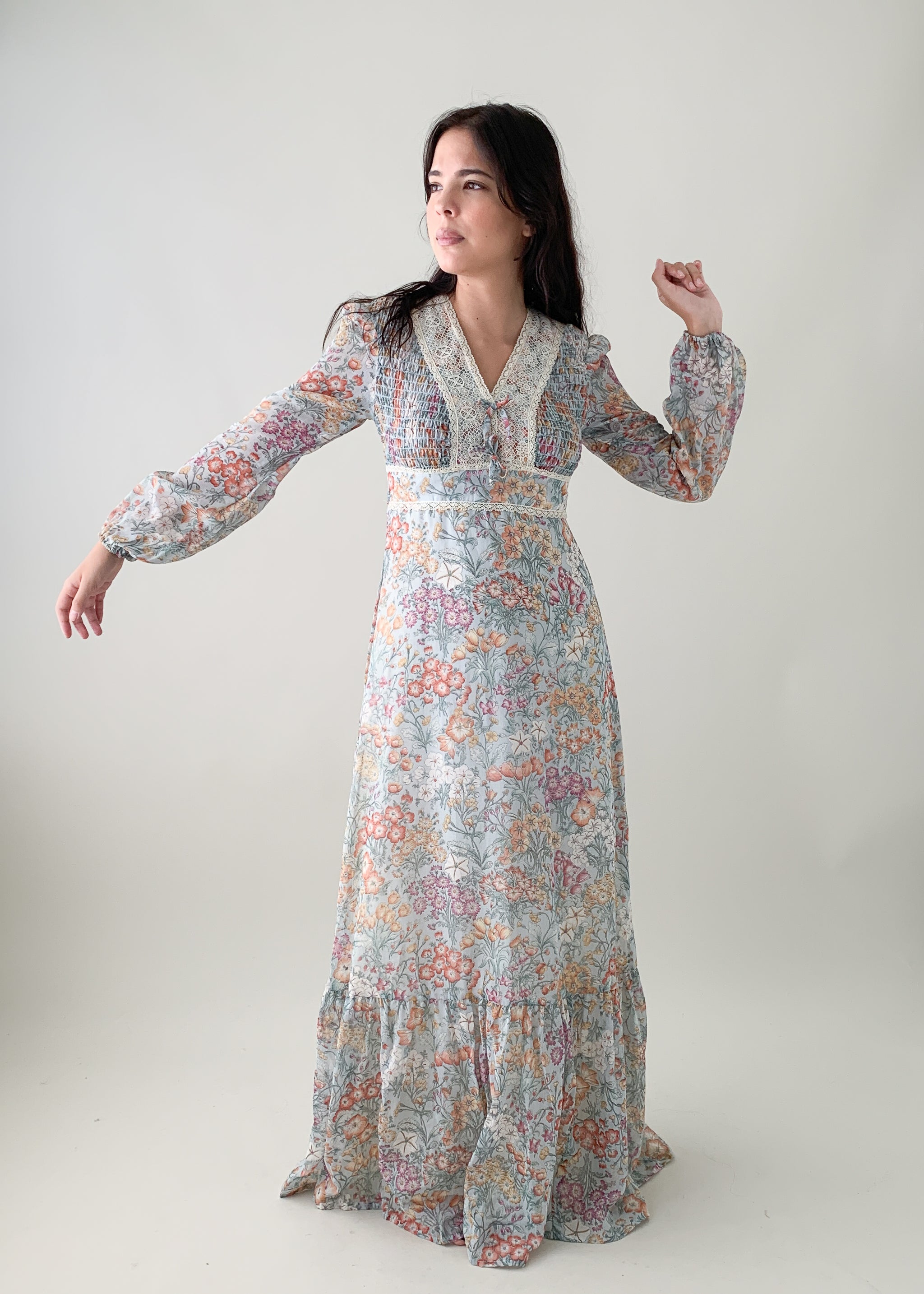 Vintage 1970s Floral Prairie Dress - Raleigh Vintage Vintage 1970s Floral Prairie Dress - Raleigh Vintage