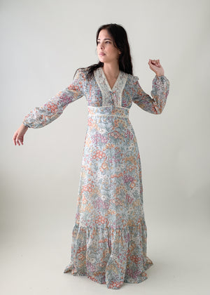 Vintage 1970s Floral Prairie Dress