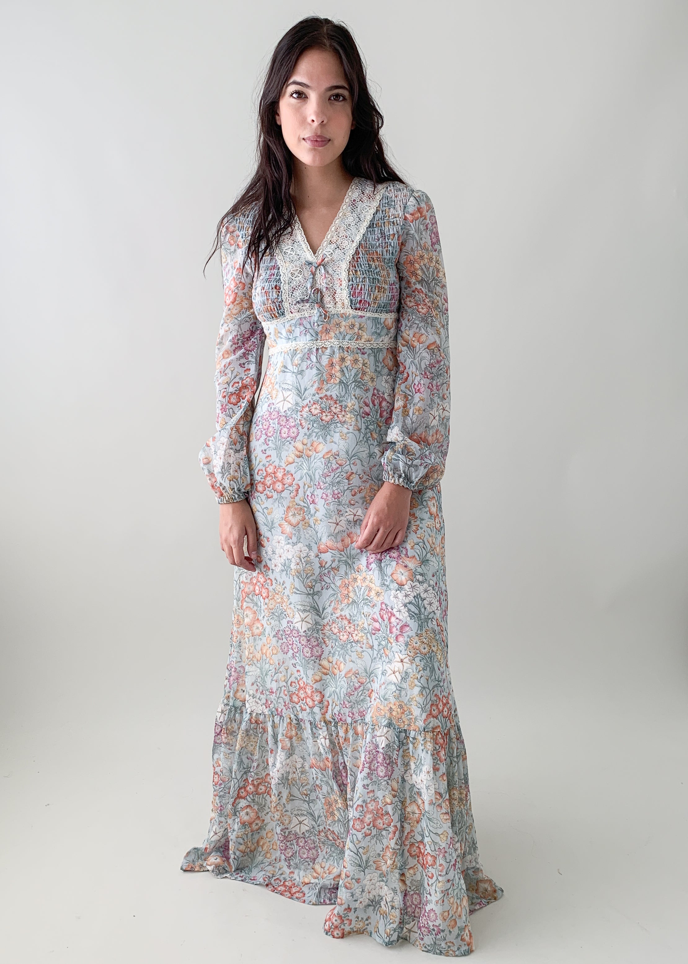 Vintage 1970s Floral Prairie Dress