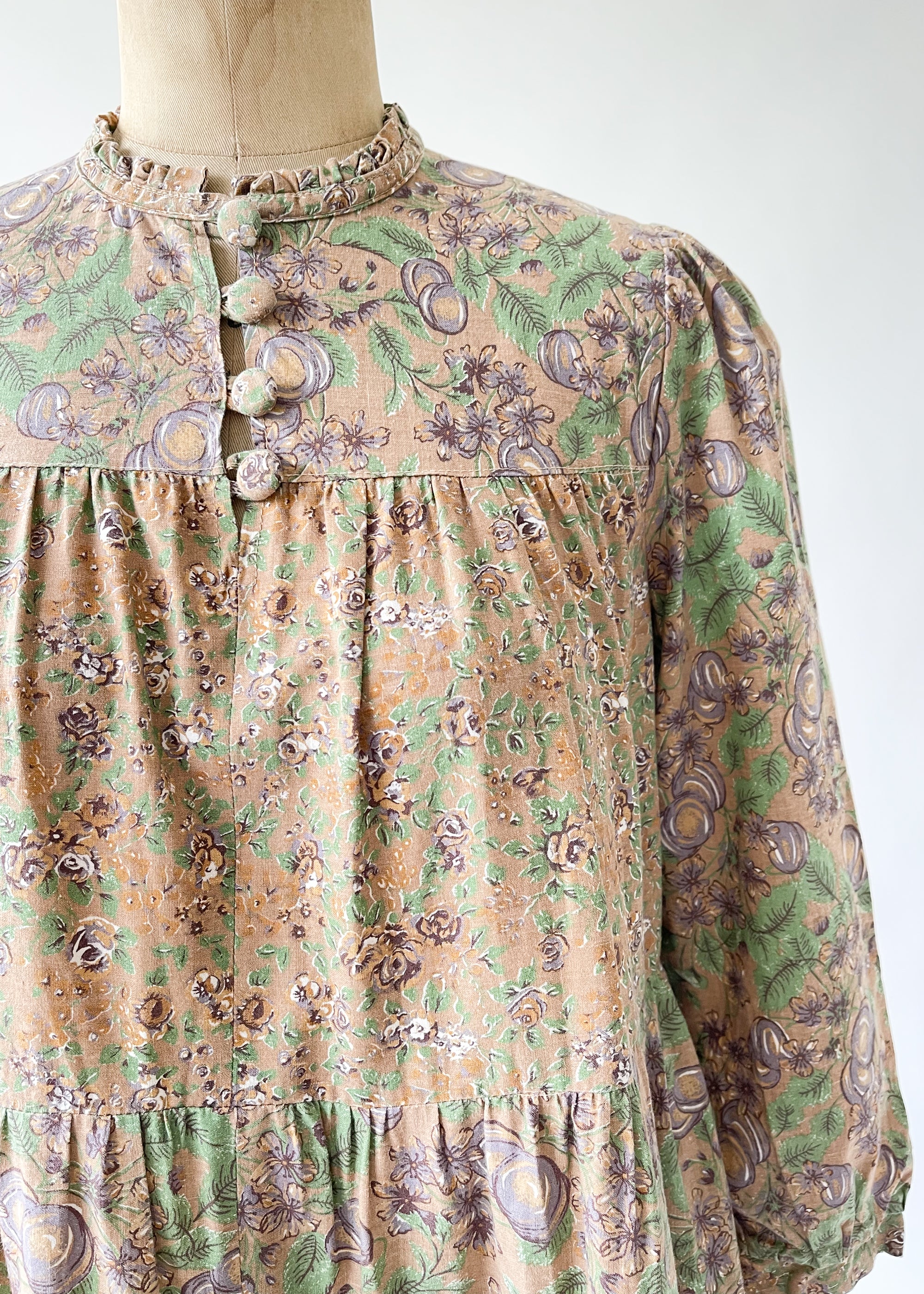 Vintage 1970s Floral Tiered Dress